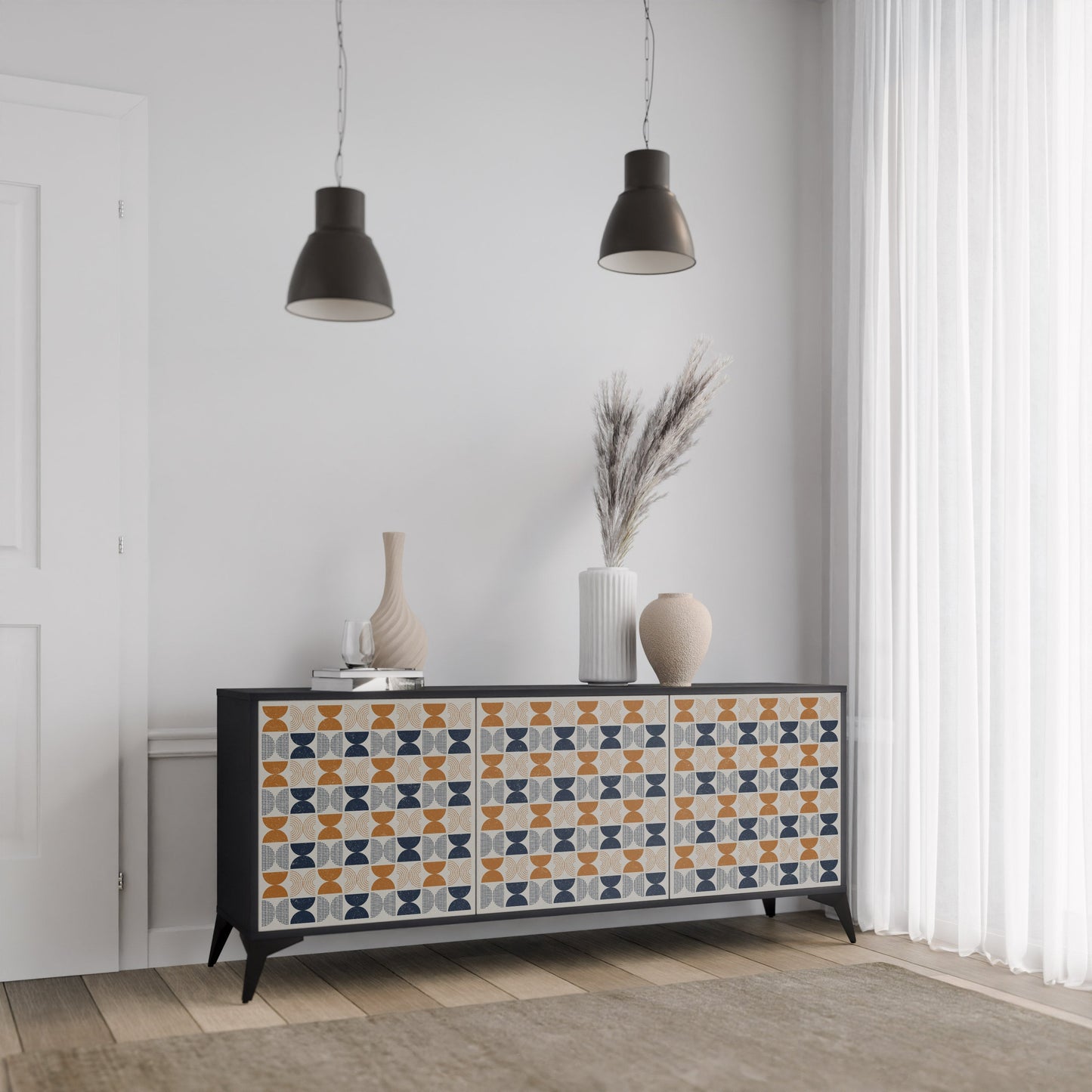 Credenza a 3 ante REFLECTION RANGE in finitura nera
