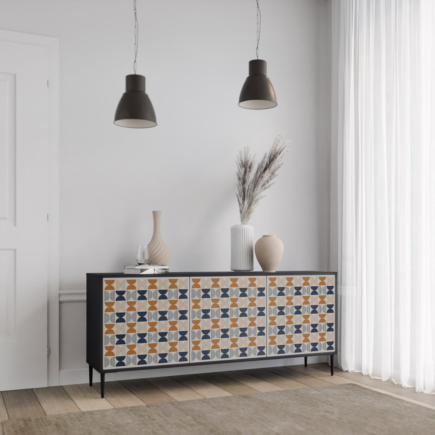 Credenza a 3 ante REFLECTION RANGE in finitura nera