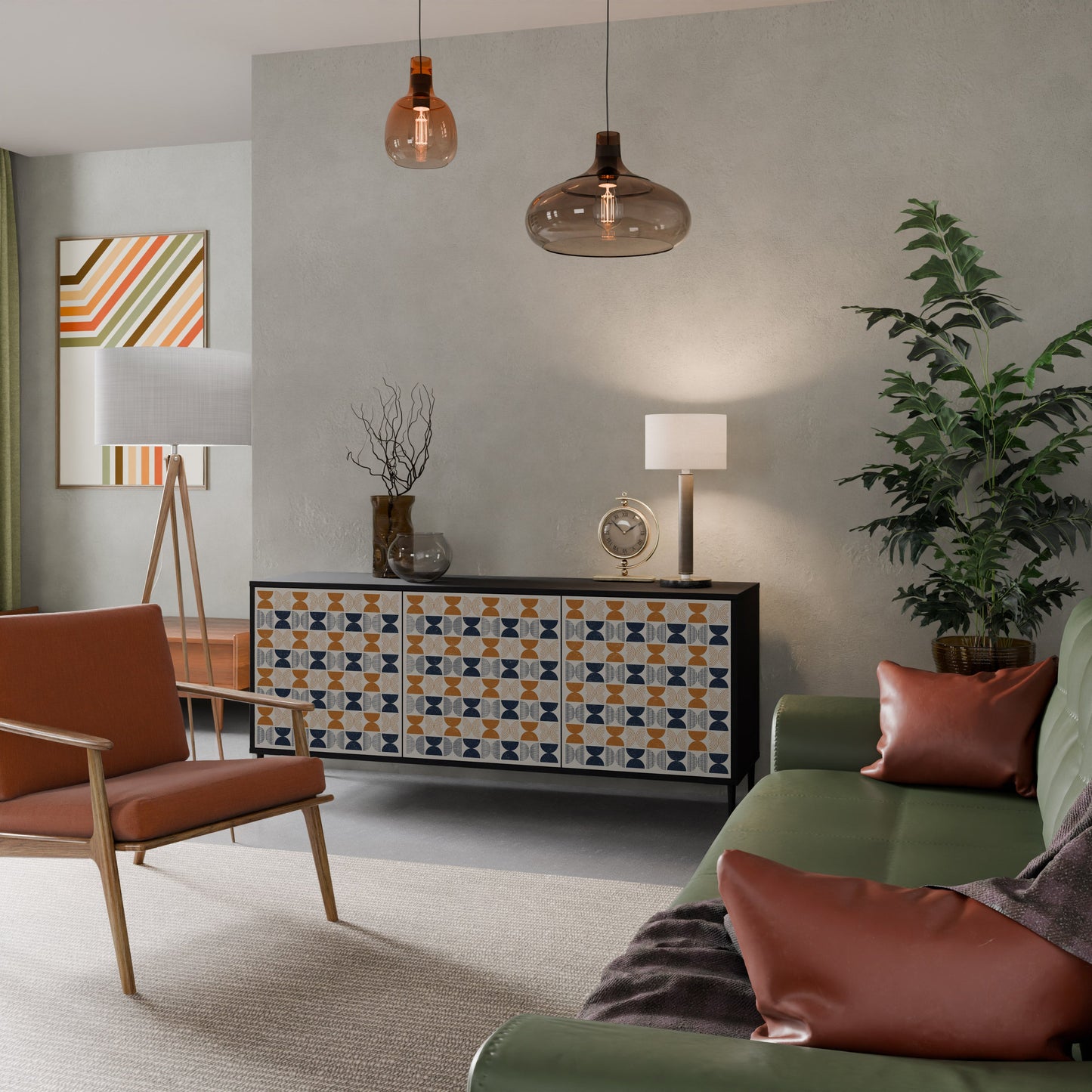 Credenza a 3 ante REFLECTION RANGE in finitura nera