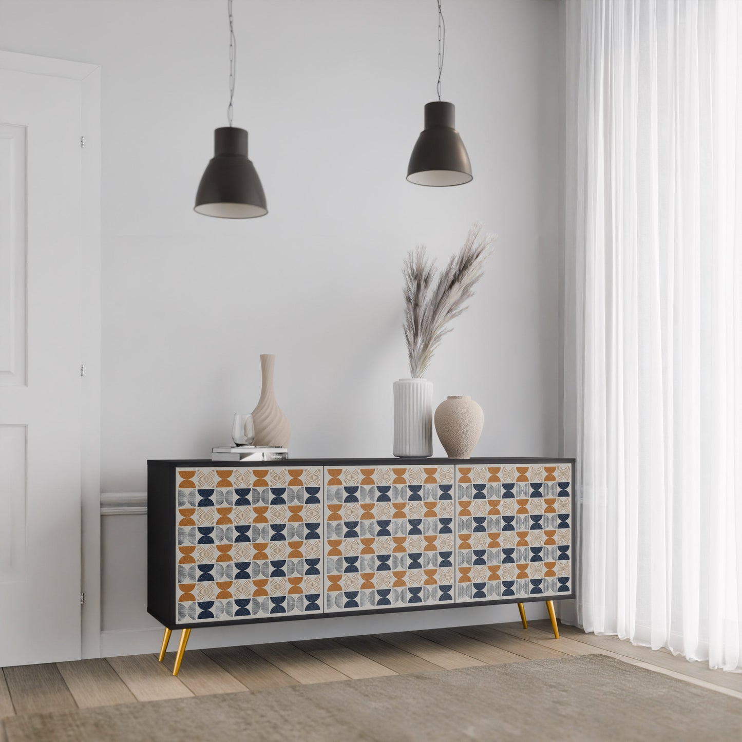 Credenza a 3 ante REFLECTION RANGE in finitura nera