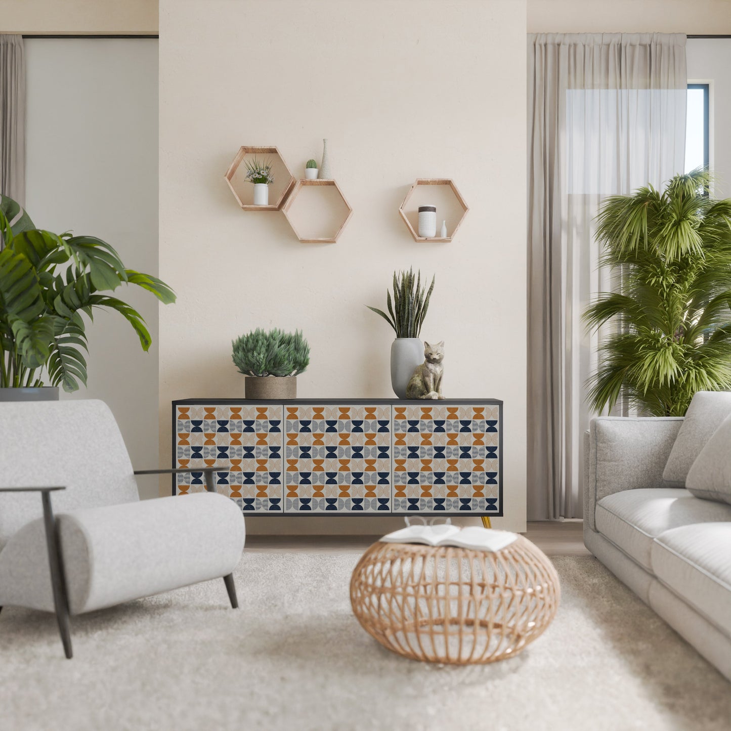 Credenza a 3 ante REFLECTION RANGE in finitura nera