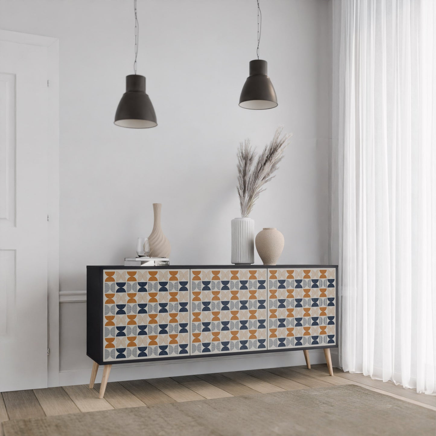 Credenza a 3 ante REFLECTION RANGE in finitura nera