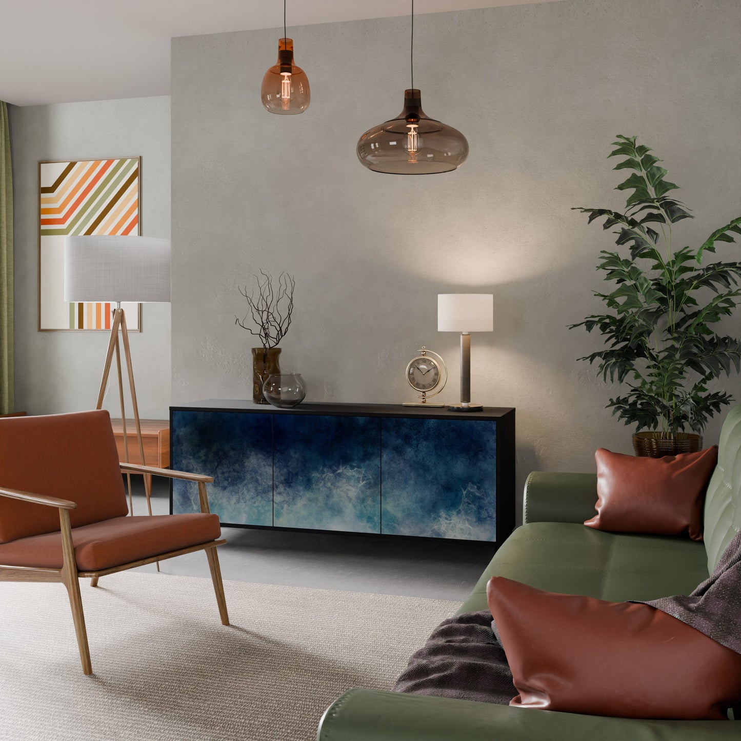 Credenza a 3 ante CELESTIAL FALL in finitura nera
