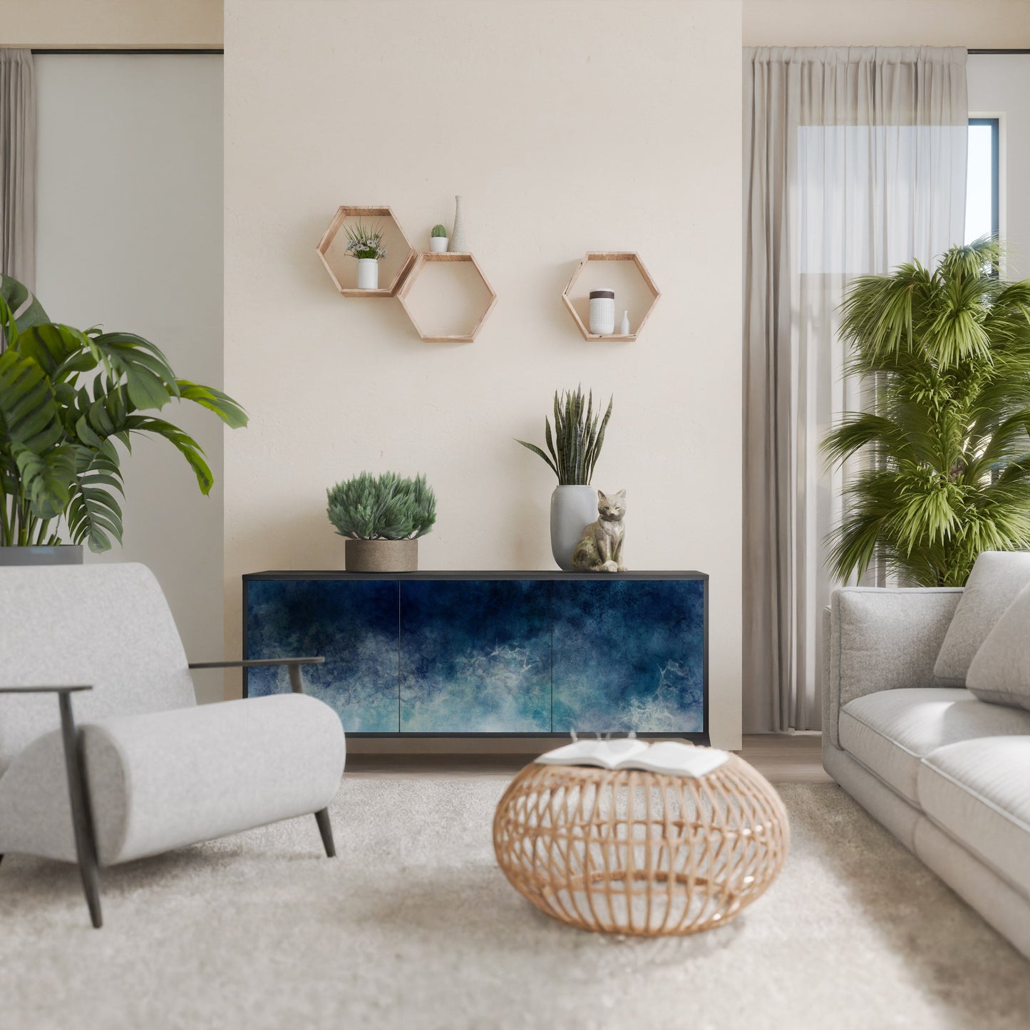 Credenza a 3 ante CELESTIAL FALL in finitura nera