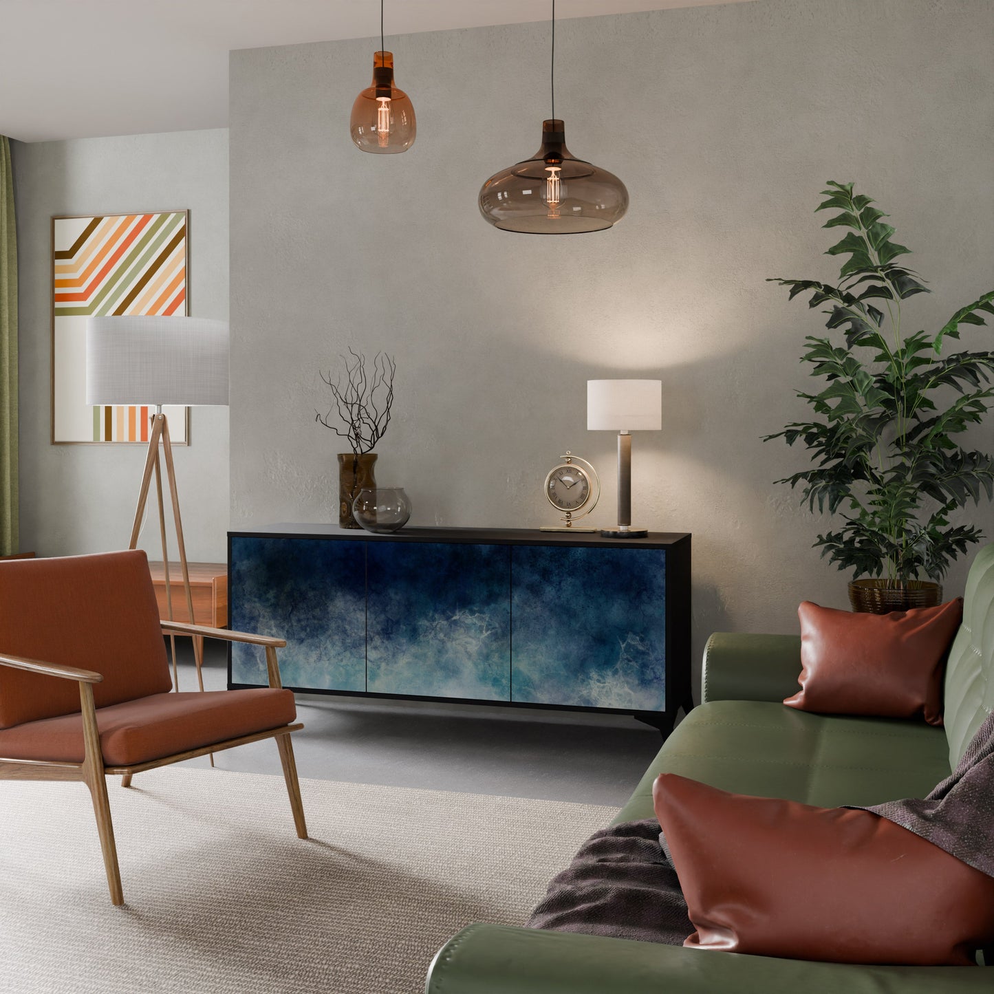 Credenza a 3 ante CELESTIAL FALL in finitura nera