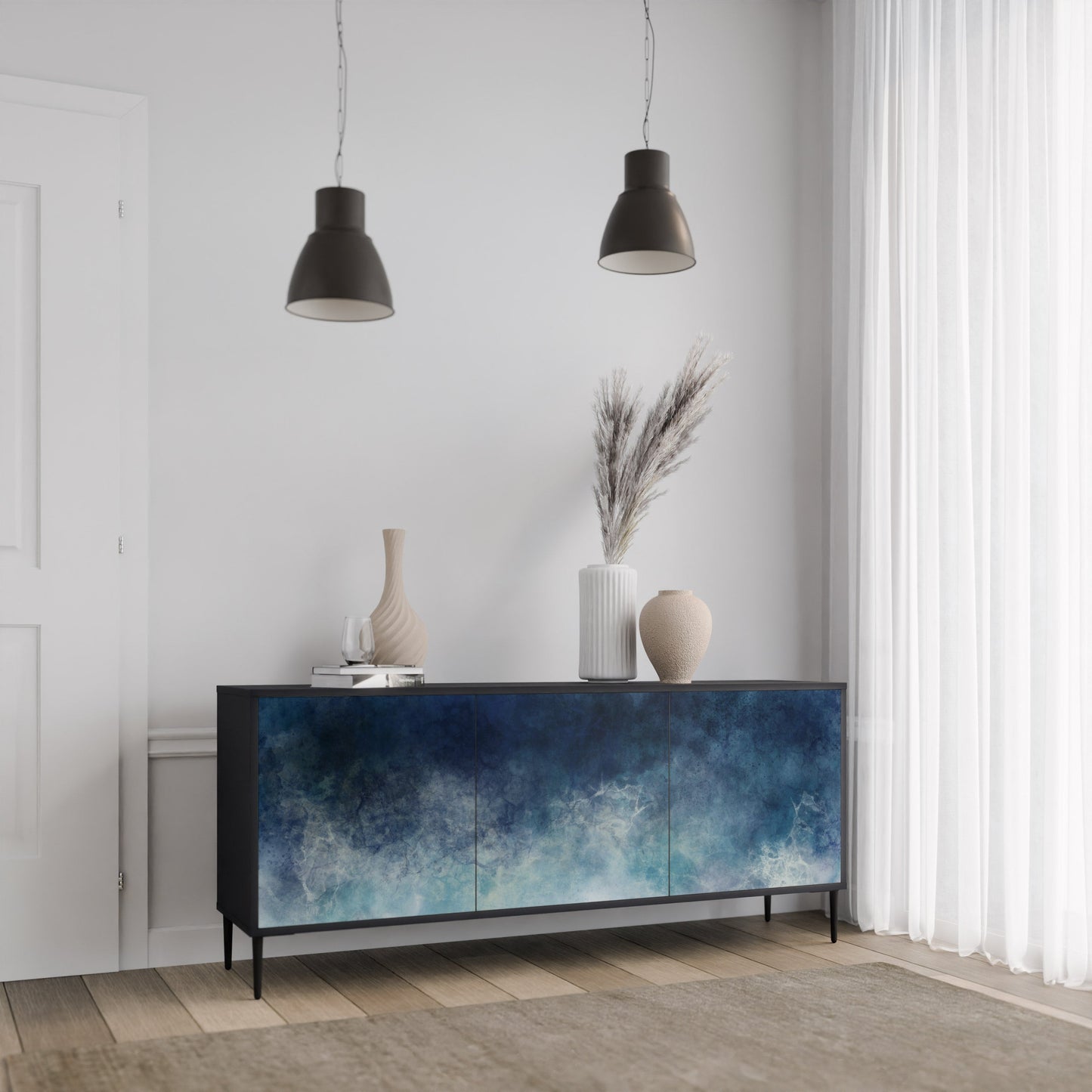 Credenza a 3 ante CELESTIAL FALL in finitura nera