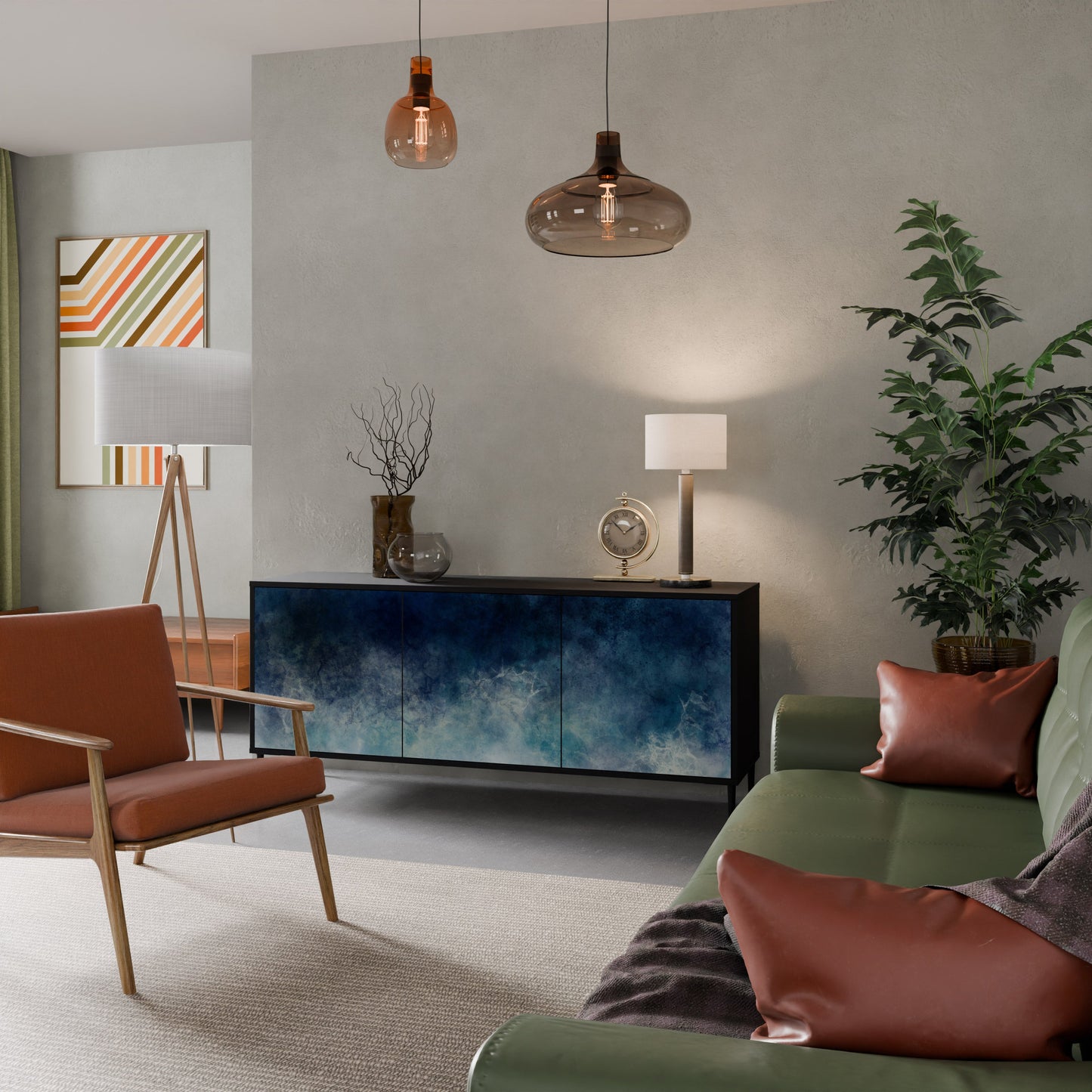 Credenza a 3 ante CELESTIAL FALL in finitura nera