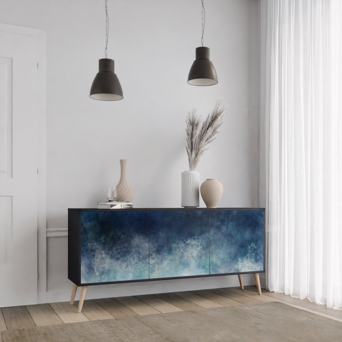 Credenza a 3 ante CELESTIAL FALL in finitura nera