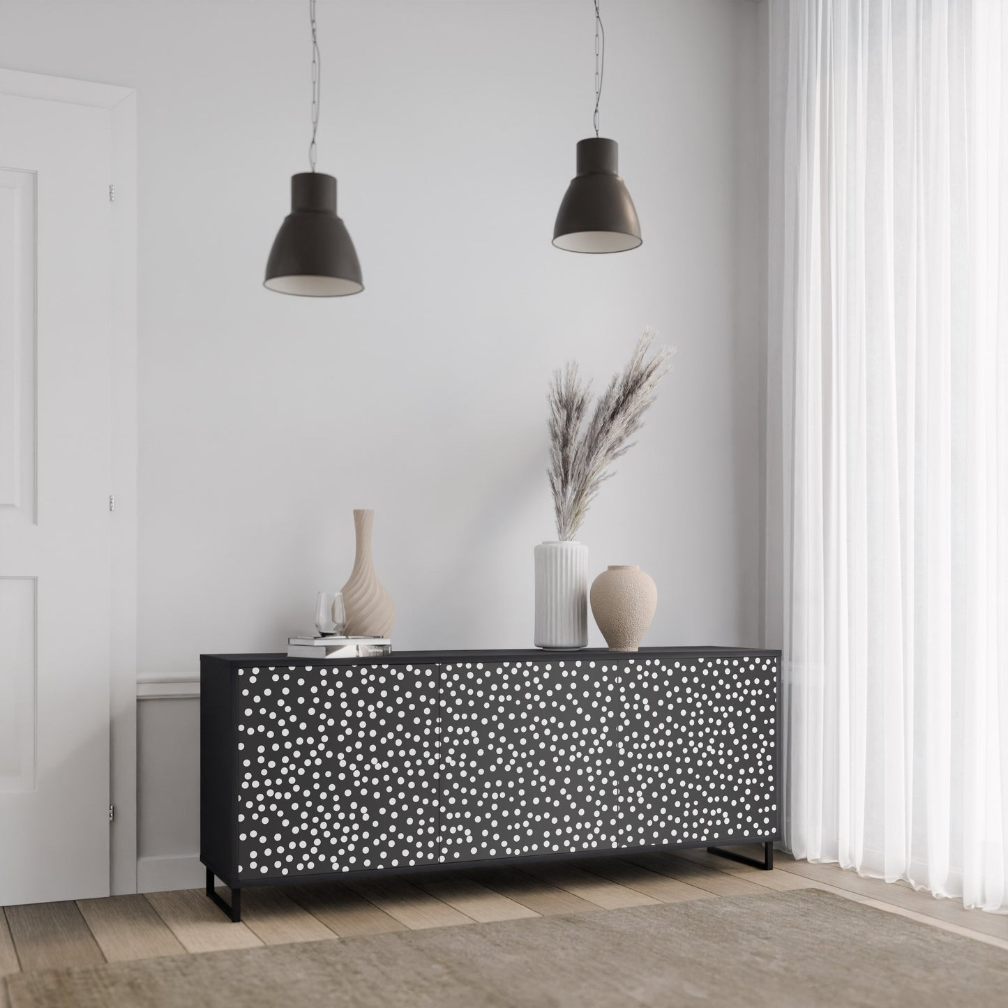 Credenza a 3 ante BLINDING LIGHTS in finitura nera