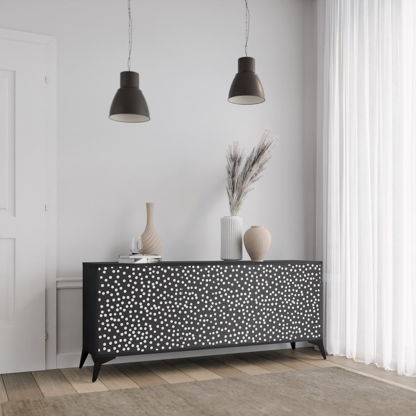 Credenza a 3 ante BLINDING LIGHTS in finitura nera