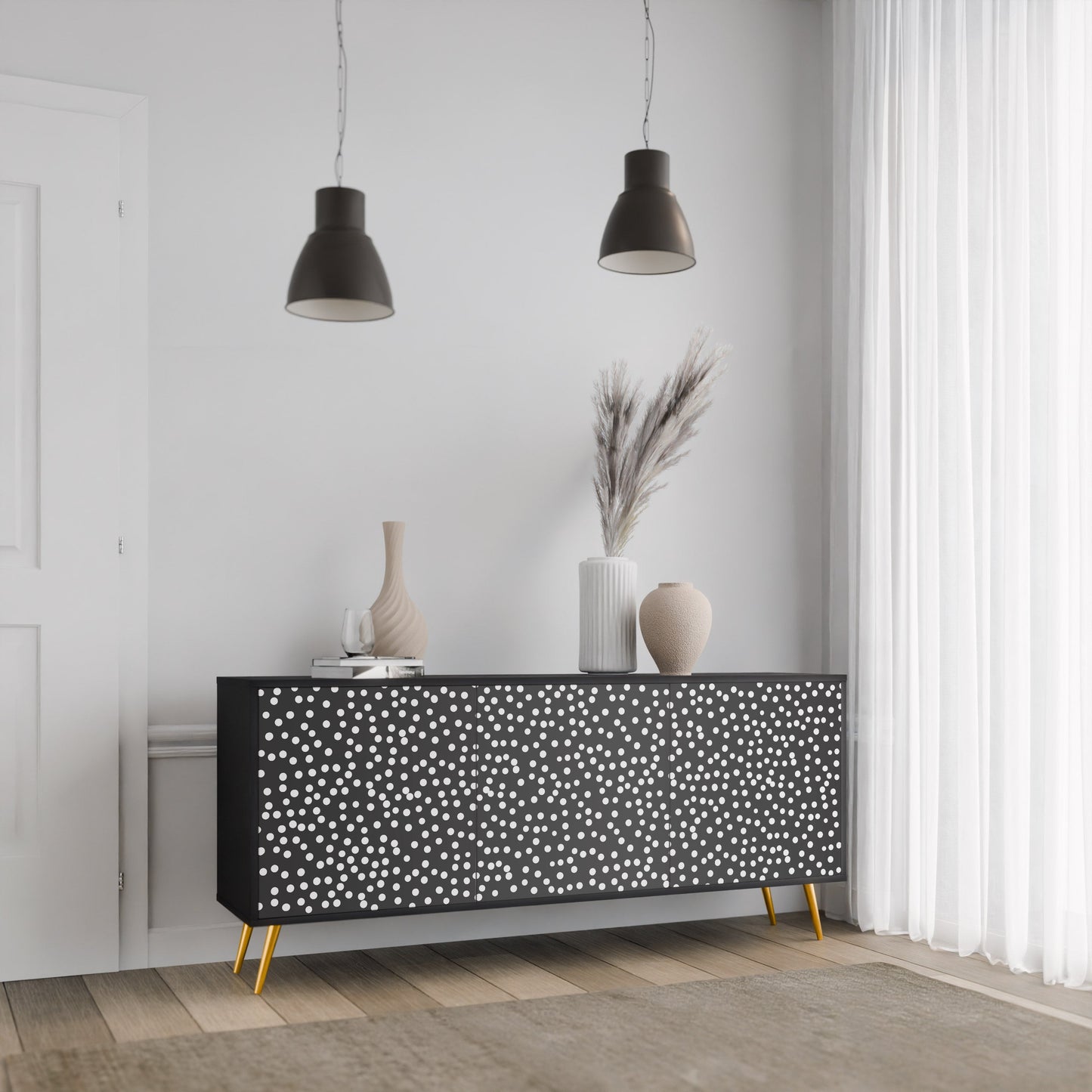 Credenza a 3 ante BLINDING LIGHTS in finitura nera