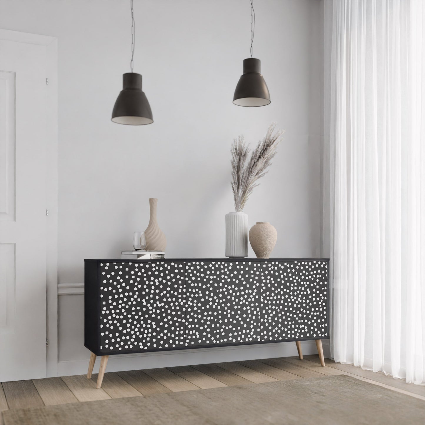 Credenza a 3 ante BLINDING LIGHTS in finitura nera