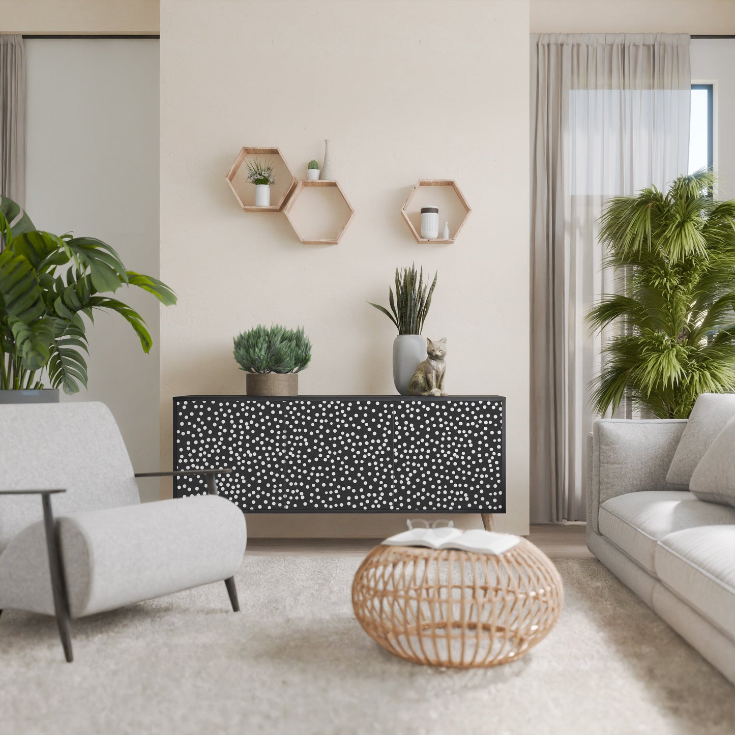 Credenza a 3 ante BLINDING LIGHTS in finitura nera