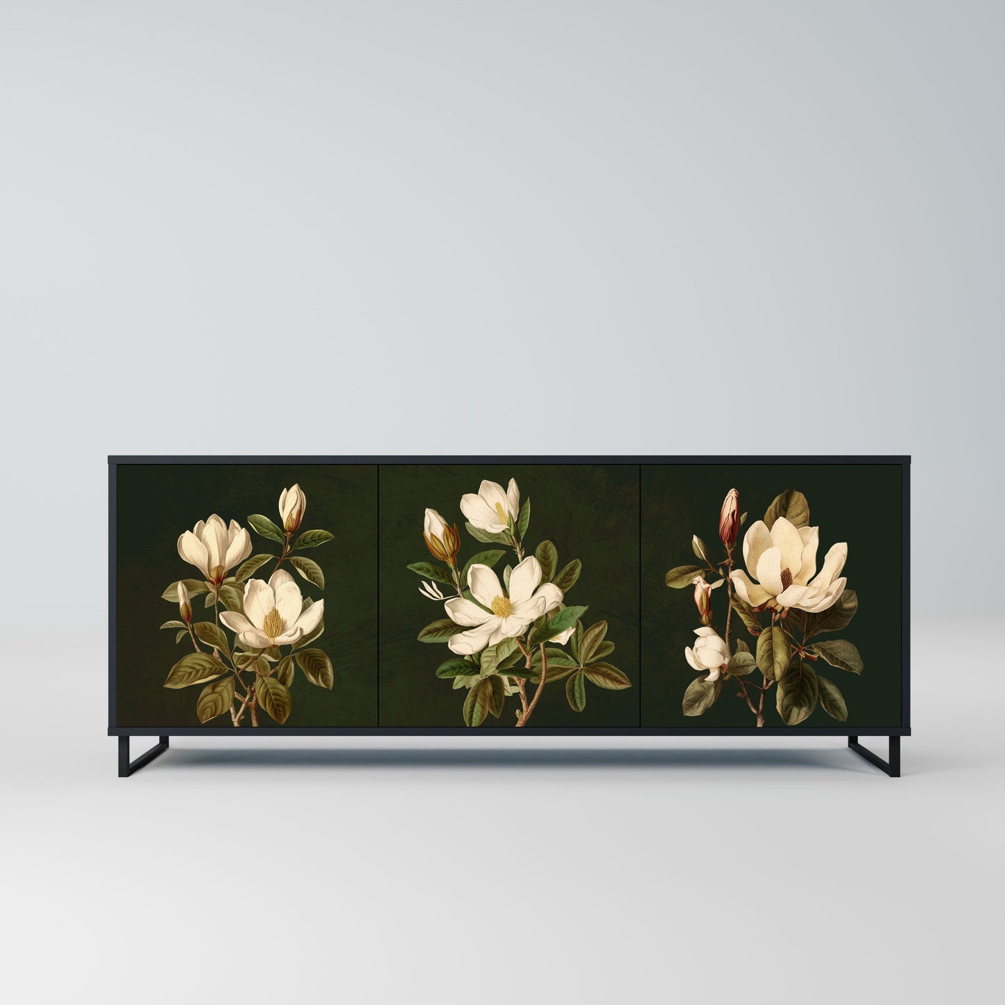 Credenza FLORAL NOIR a 3 ante in finitura nera
