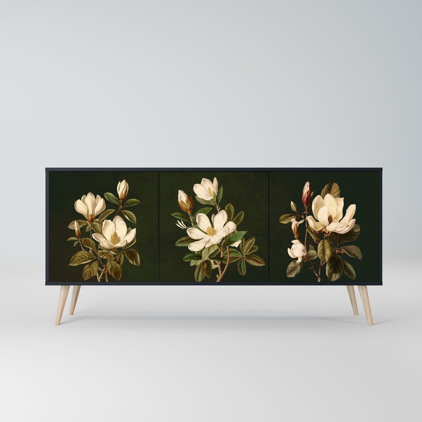 Credenza FLORAL NOIR a 3 ante in finitura nera