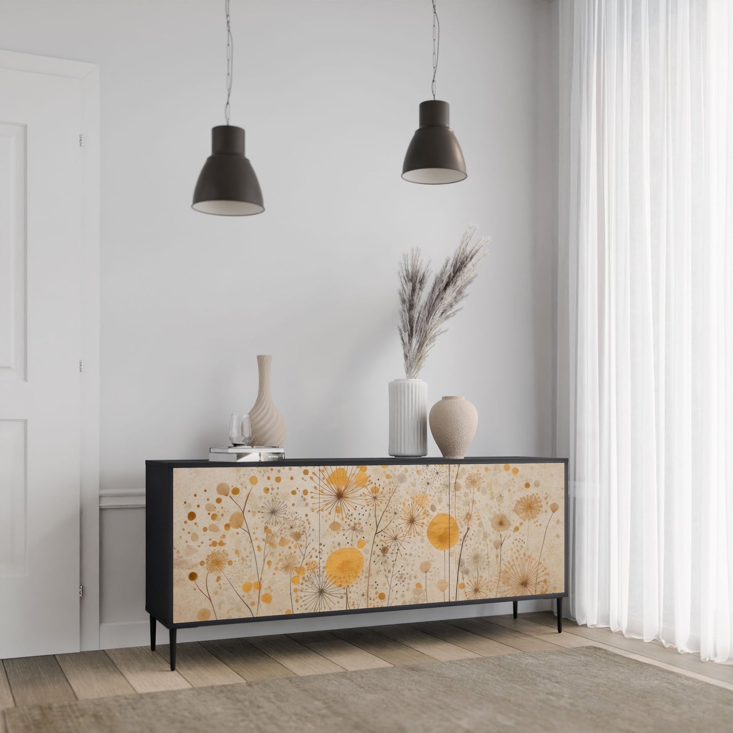Credenza MORNING GLADE a 3 ante in finitura nera
