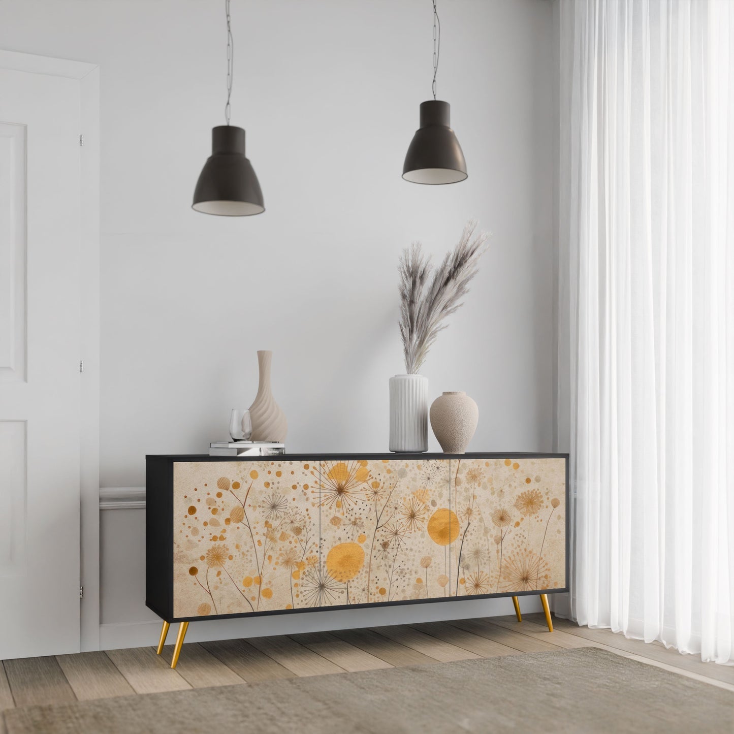 Credenza MORNING GLADE a 3 ante in finitura nera