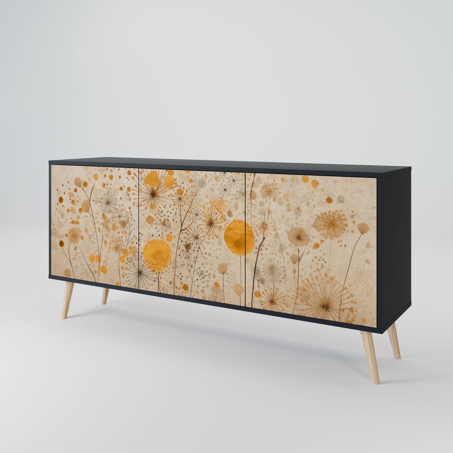 Credenza MORNING GLADE a 3 ante in finitura nera