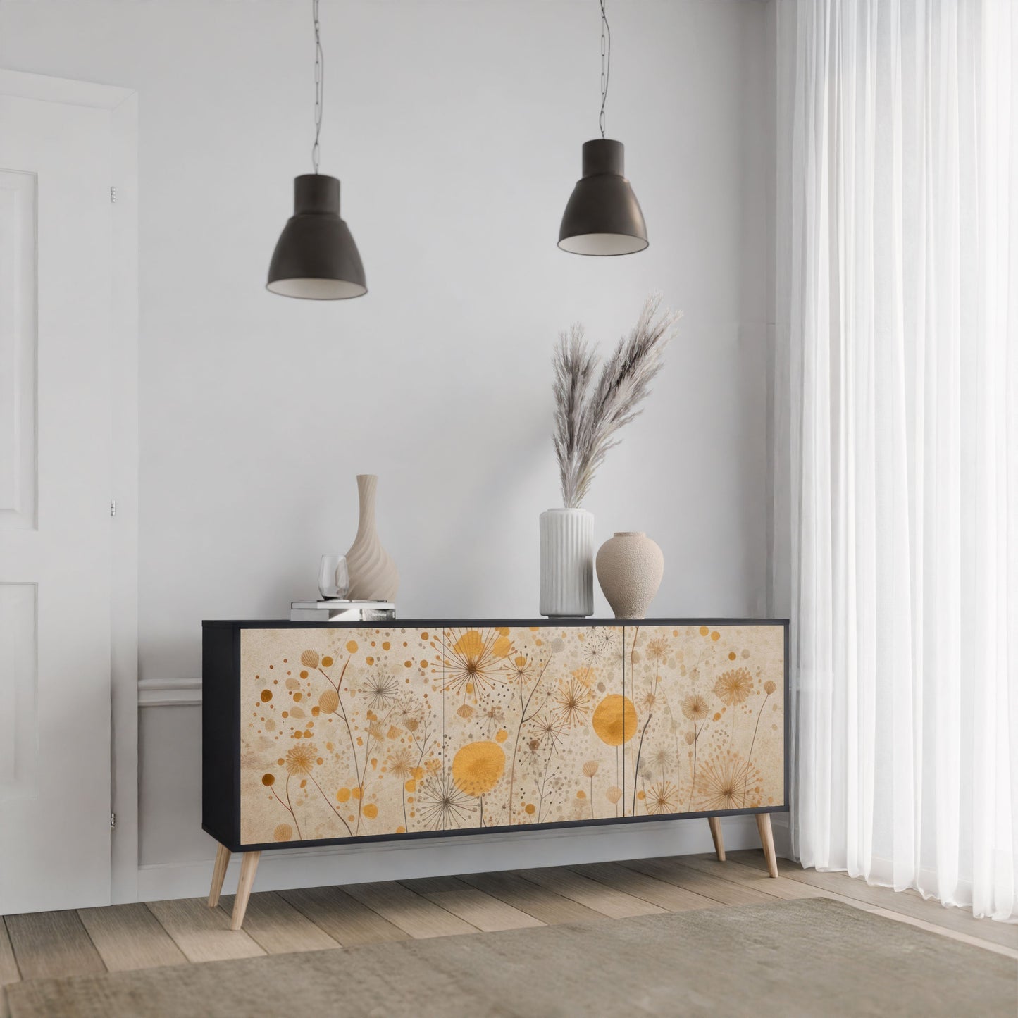 Credenza MORNING GLADE a 3 ante in finitura nera