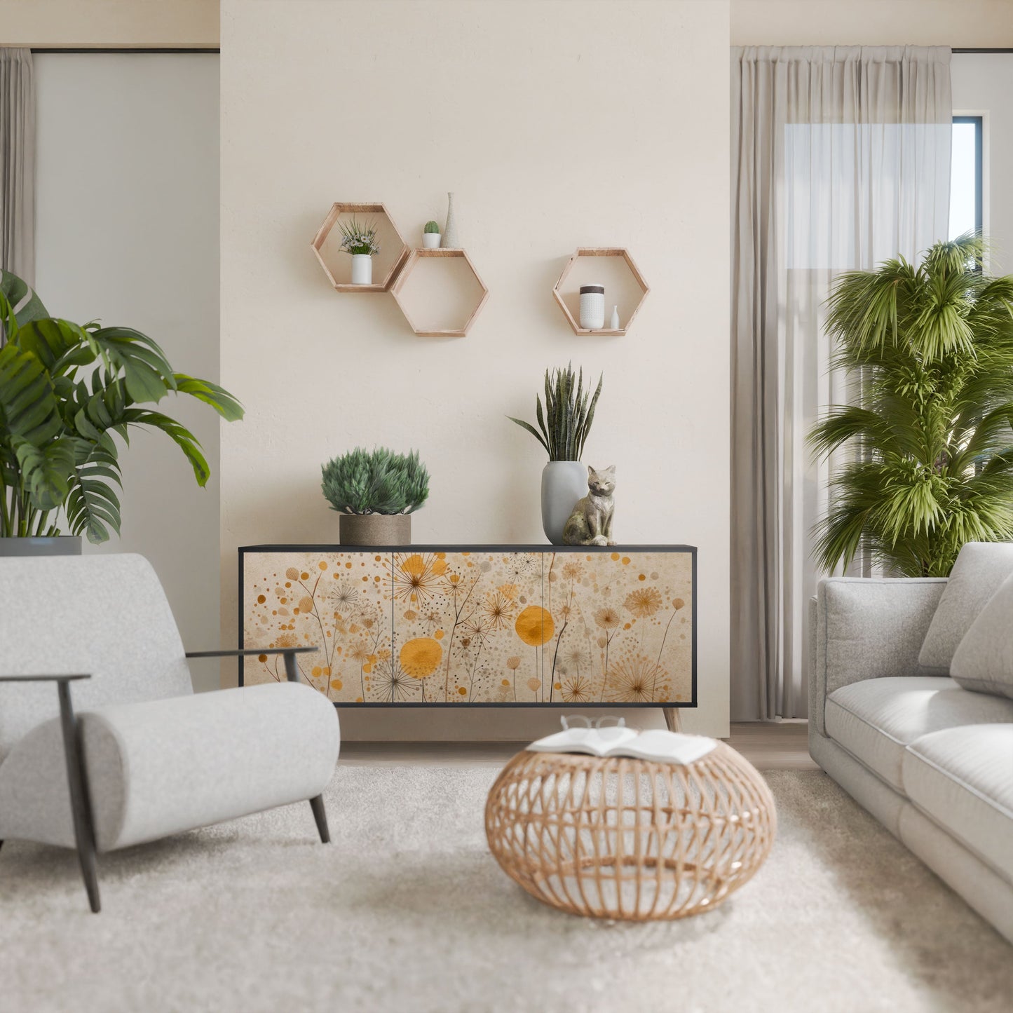Credenza MORNING GLADE a 3 ante in finitura nera