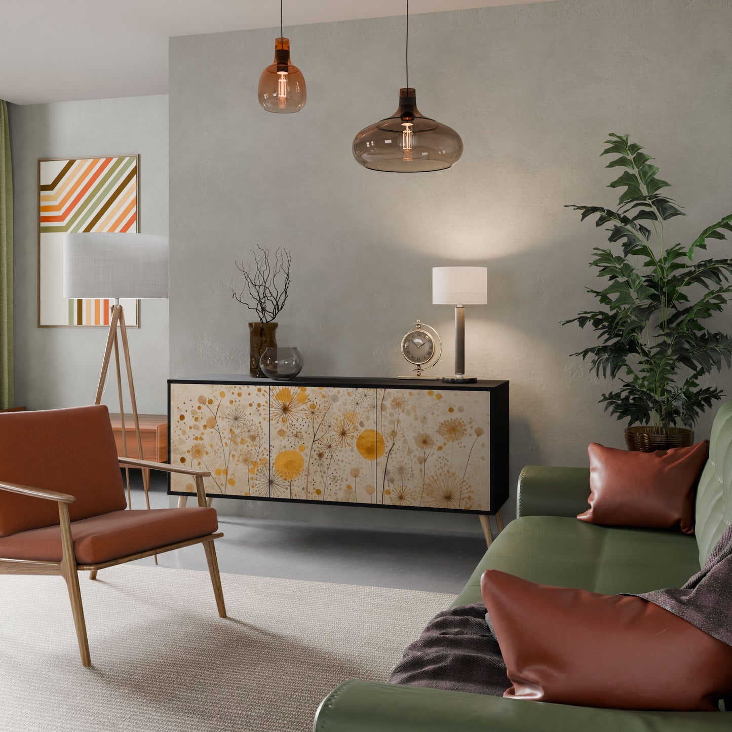 Credenza MORNING GLADE a 3 ante in finitura nera