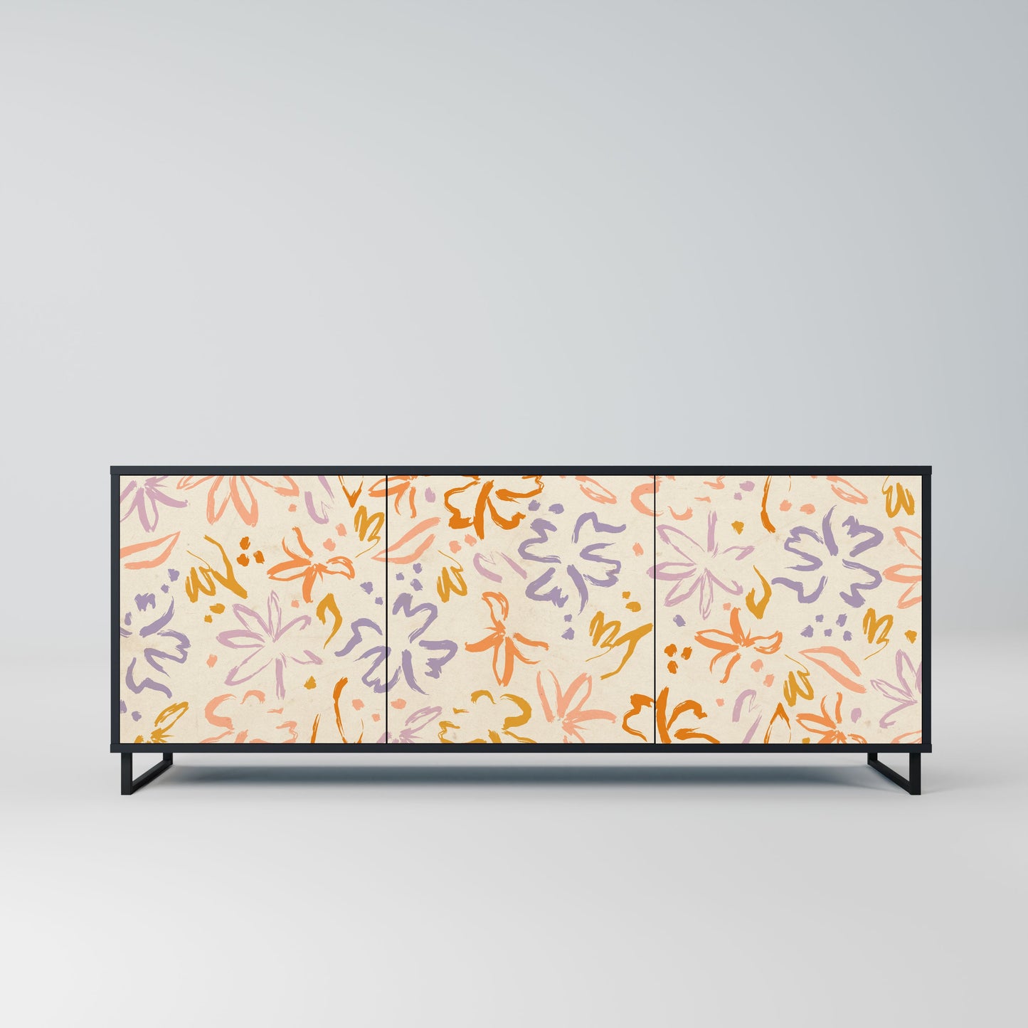 Credenza SPRING WHIMSY a 3 ante con finitura nera