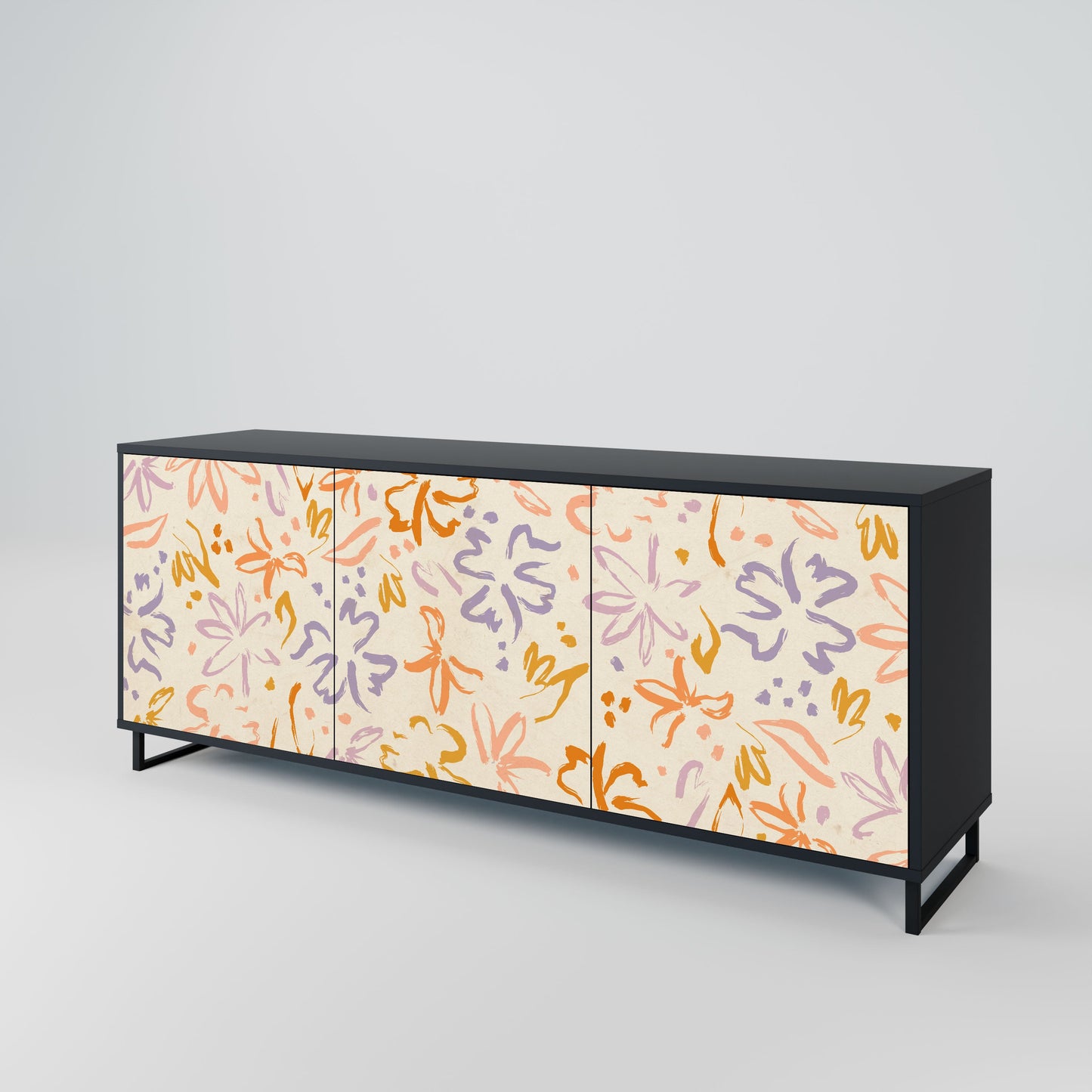 Credenza SPRING WHIMSY a 3 ante con finitura nera