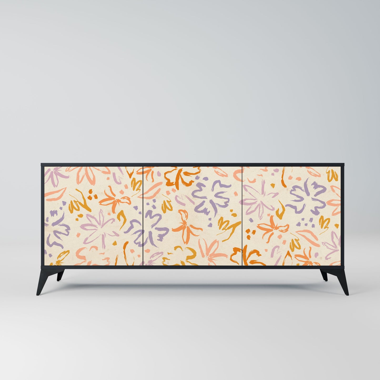 Credenza SPRING WHIMSY a 3 ante con finitura nera