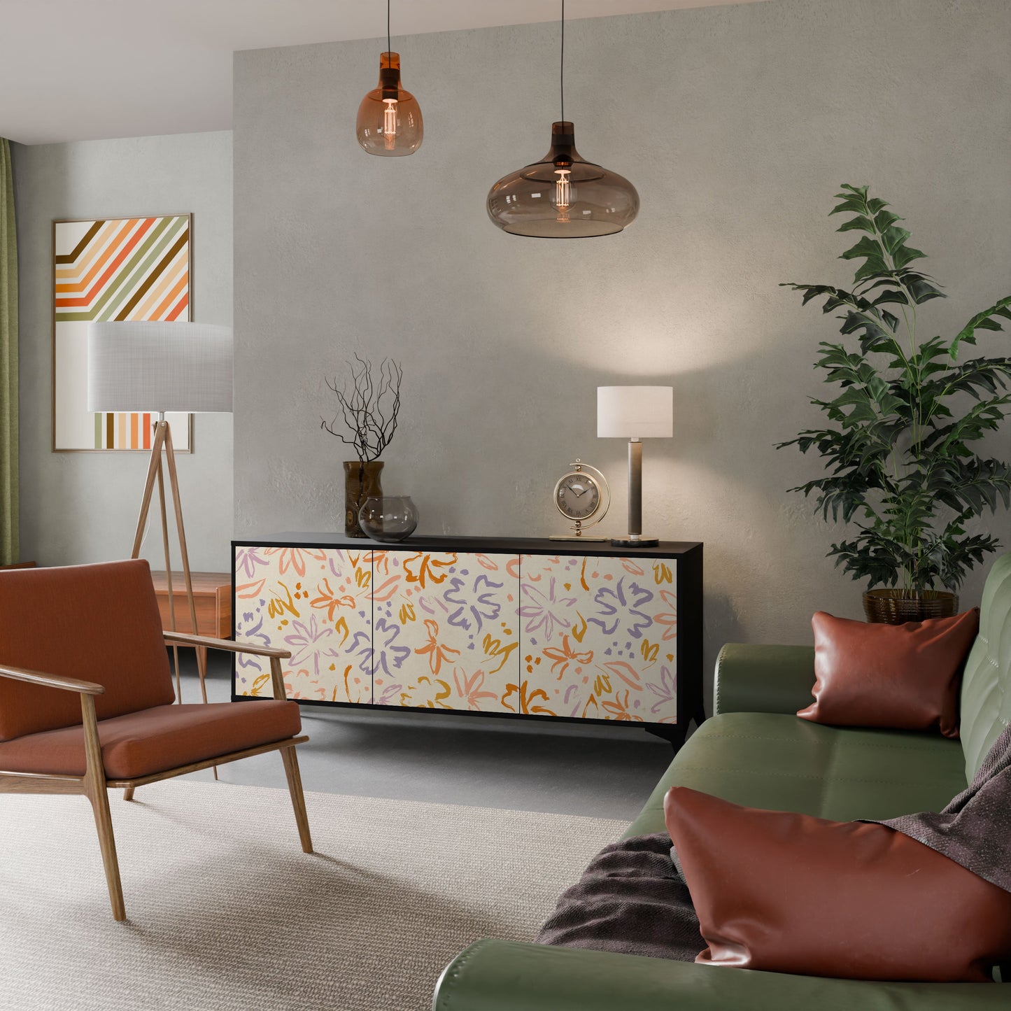 Credenza SPRING WHIMSY a 3 ante con finitura nera