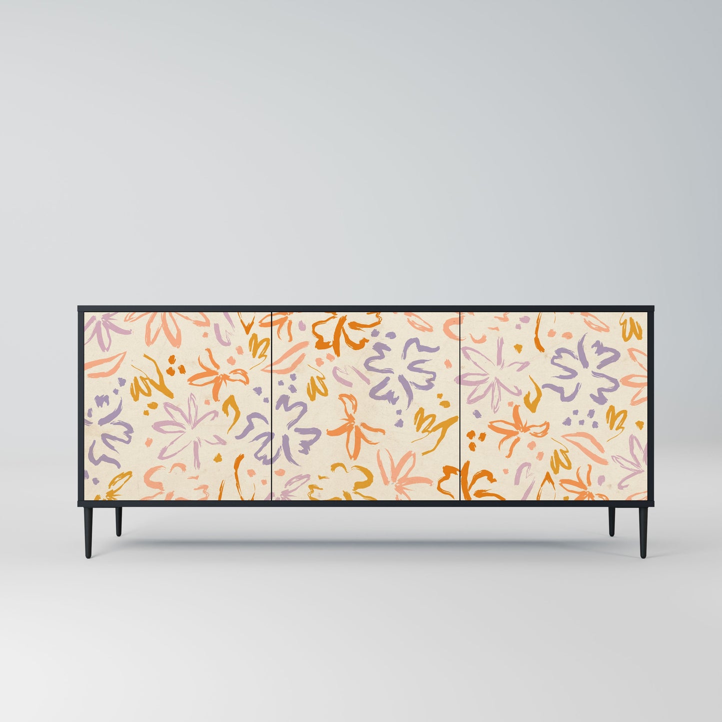 Credenza SPRING WHIMSY a 3 ante con finitura nera