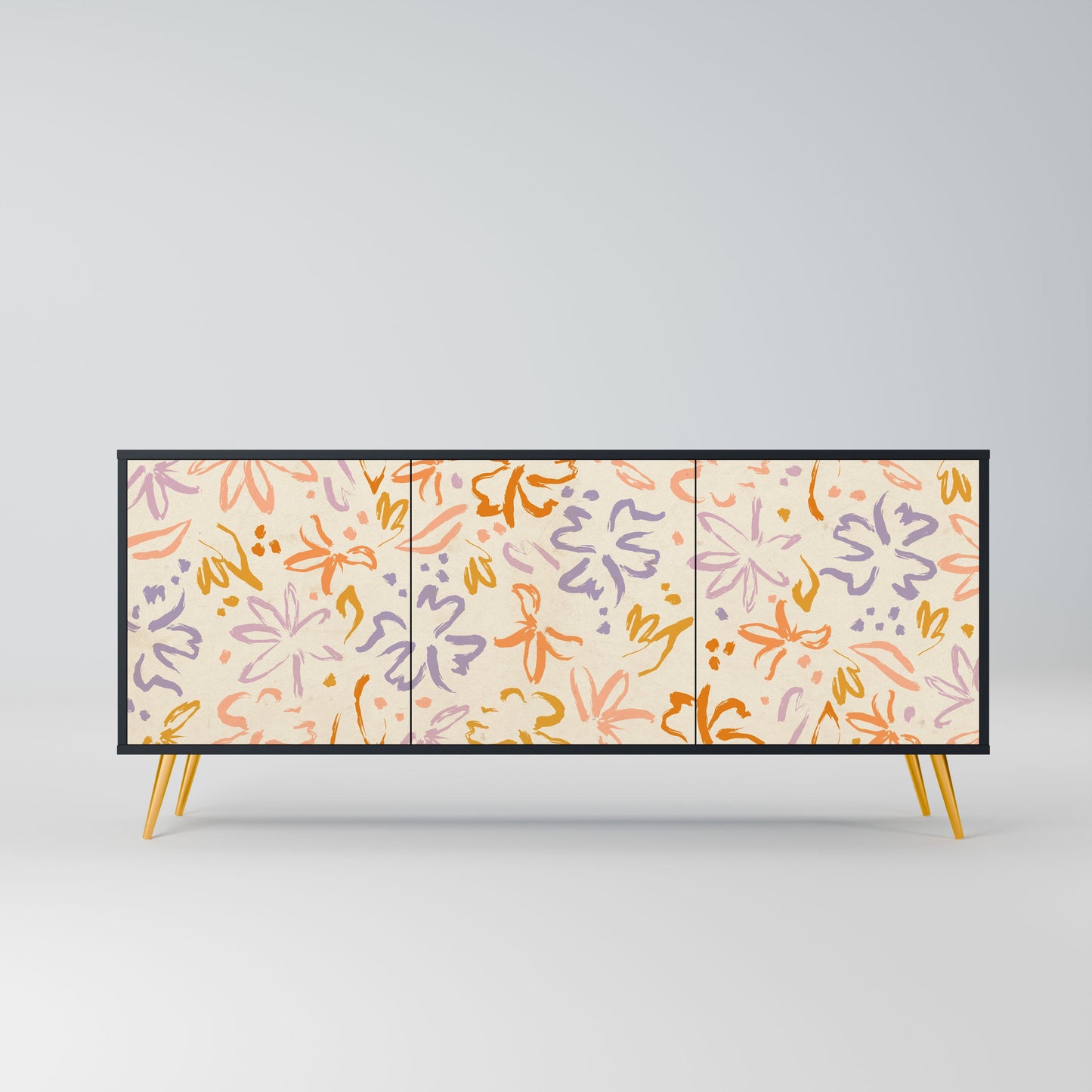 Credenza SPRING WHIMSY a 3 ante con finitura nera