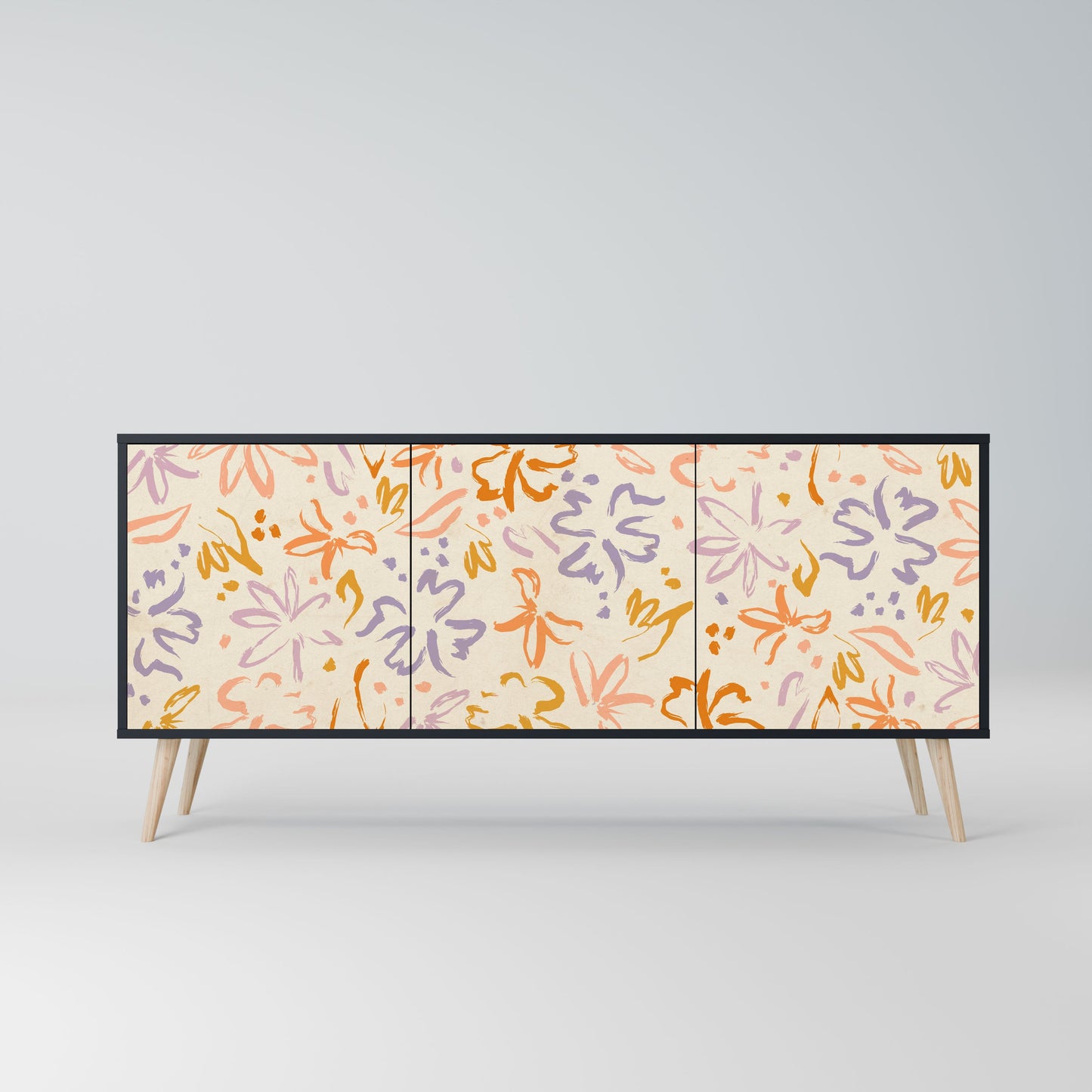 Credenza SPRING WHIMSY a 3 ante con finitura nera