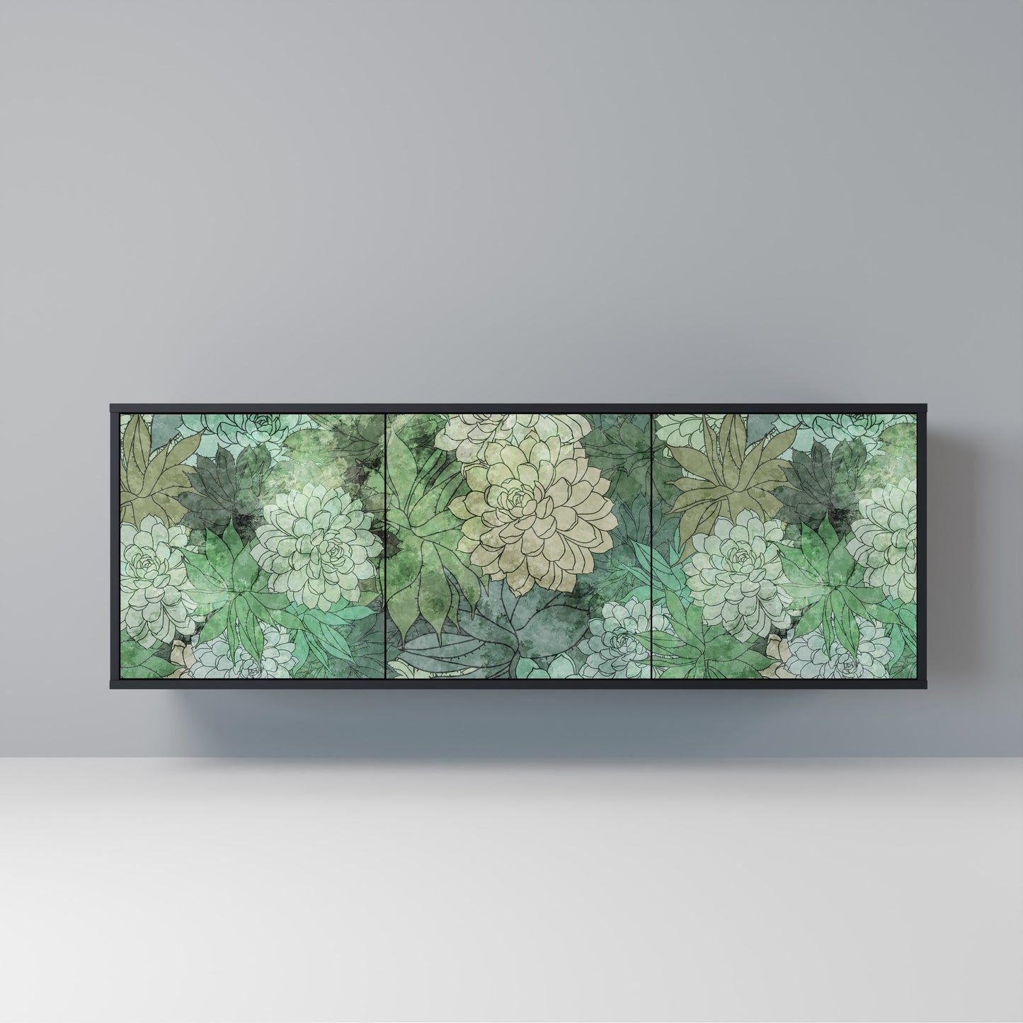 SUCCULENT CLUSTER Madia a 3 Ante in Finitura Nera