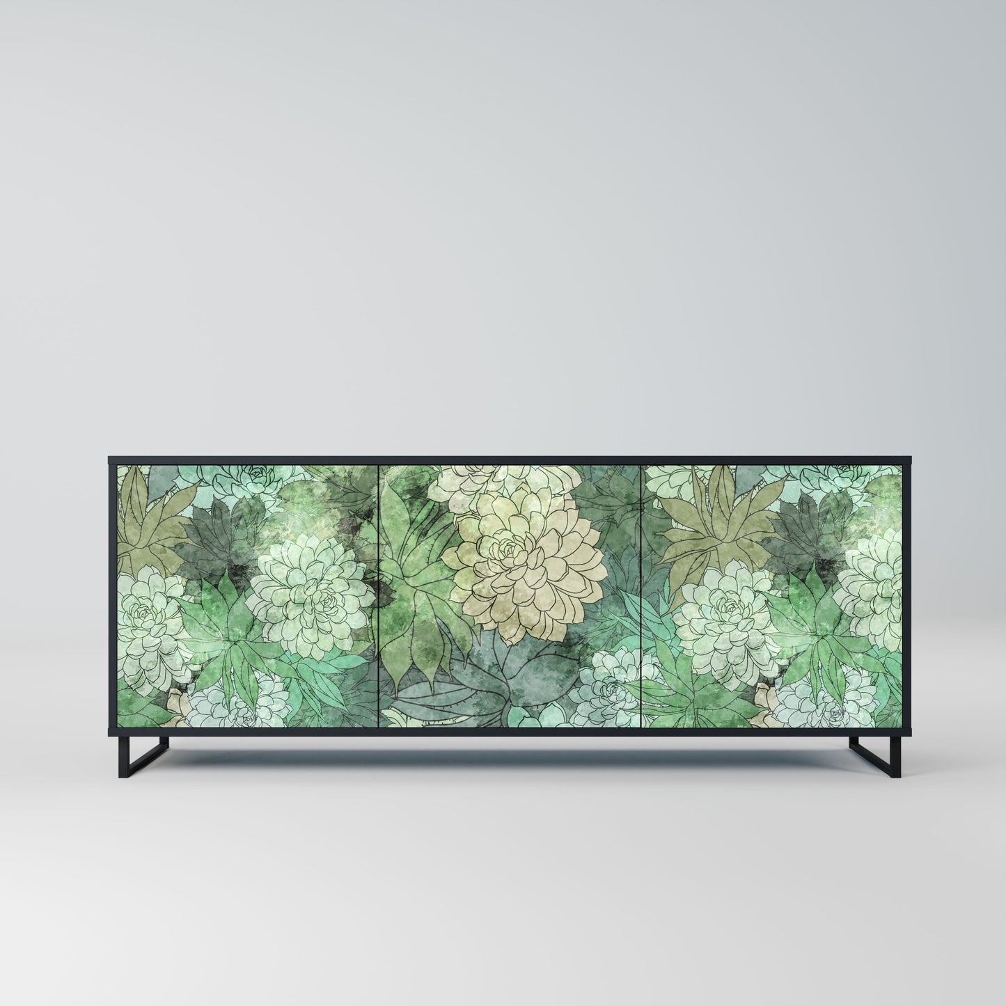 Credenza a 3 ante SUCCULENT CLUSTER in finitura nera