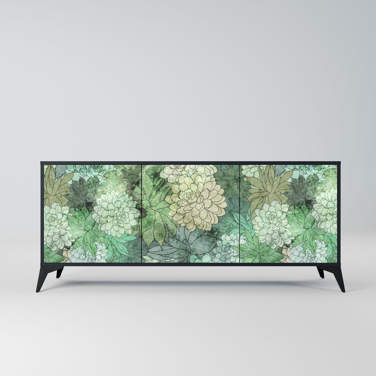 Credenza a 3 ante SUCCULENT CLUSTER in finitura nera