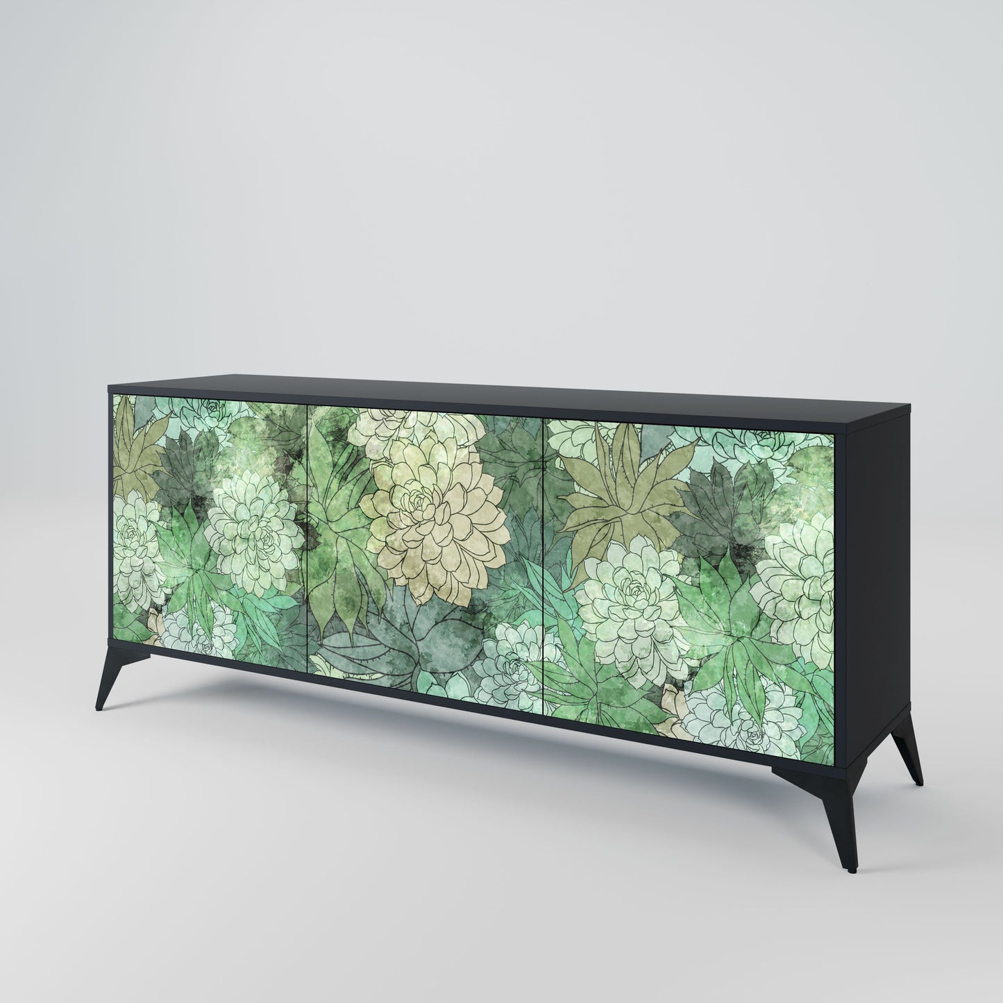 Credenza a 3 ante SUCCULENT CLUSTER in finitura nera