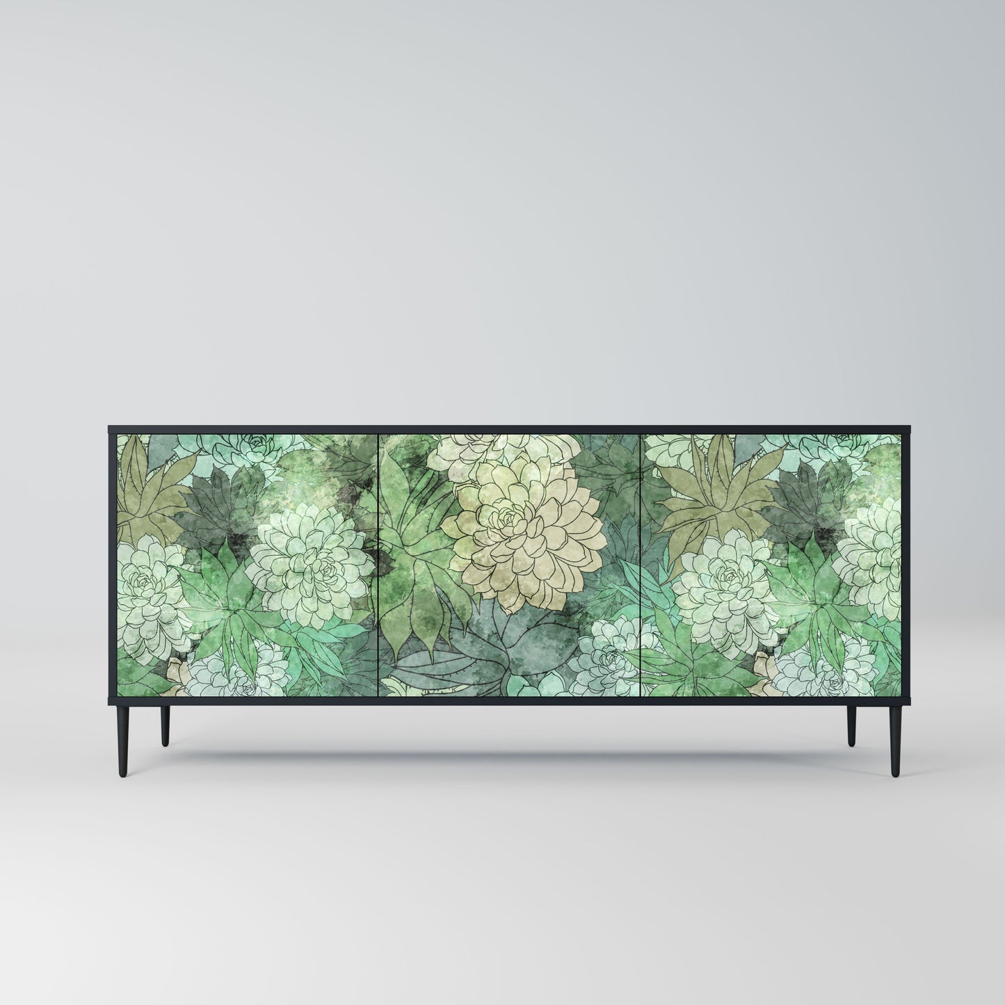 Credenza a 3 ante SUCCULENT CLUSTER in finitura nera
