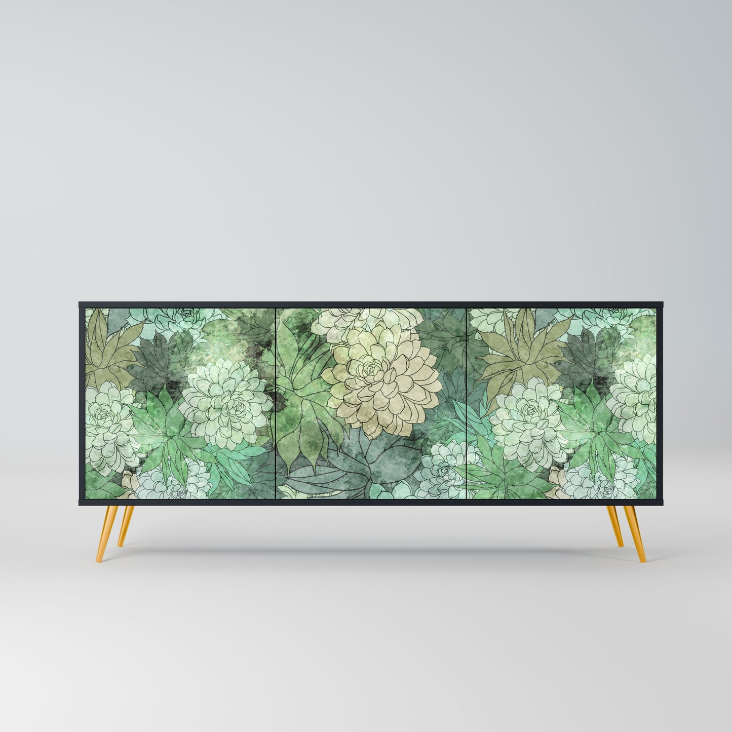 Credenza a 3 ante SUCCULENT CLUSTER in finitura nera