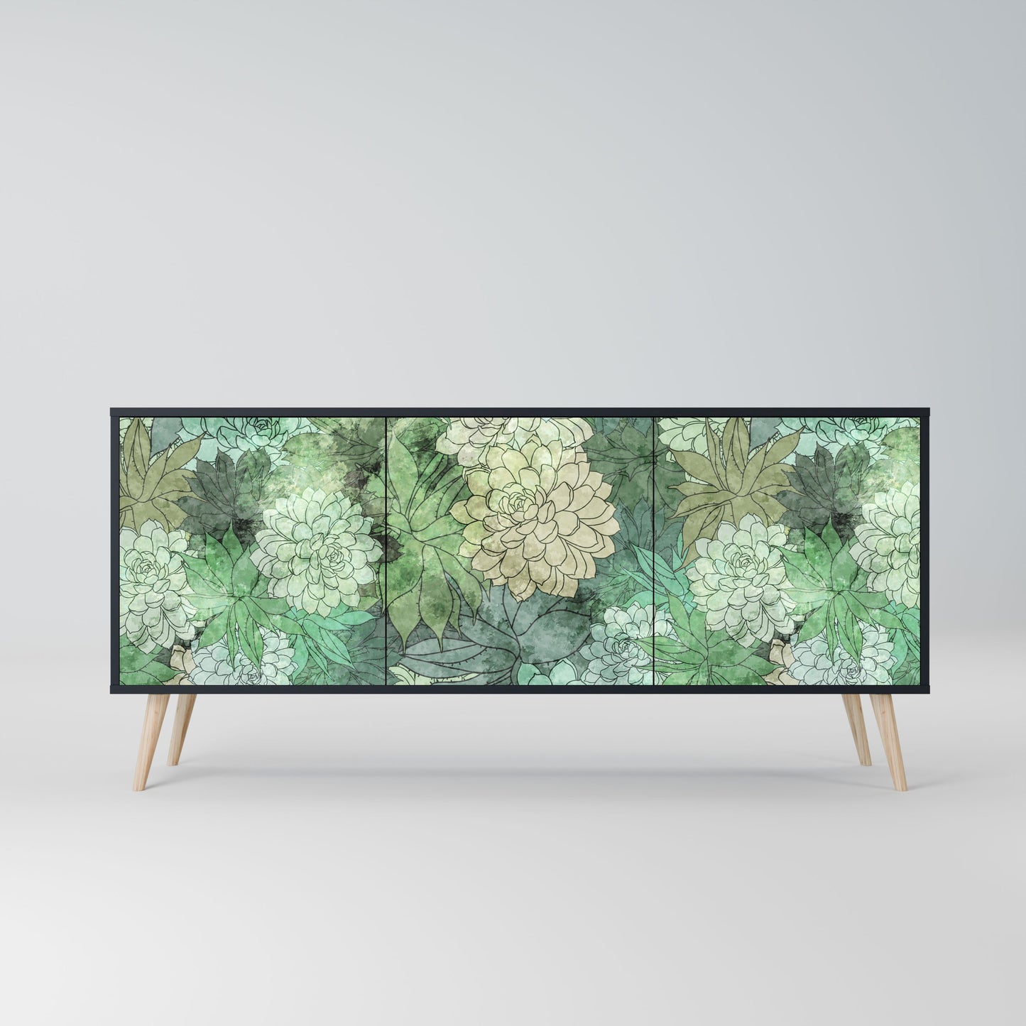 Credenza a 3 ante SUCCULENT CLUSTER in finitura nera