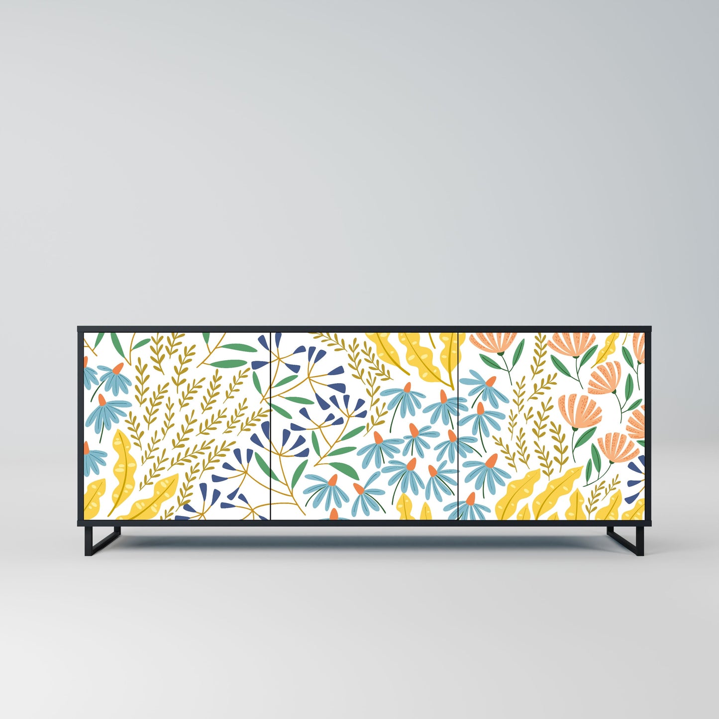 Credenza HELLO SPRING a 3 ante in finitura nera