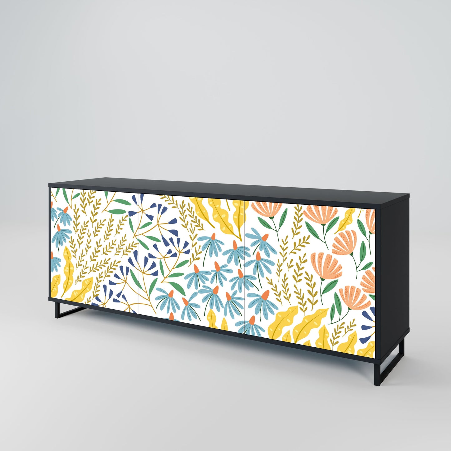 Credenza HELLO SPRING a 3 ante in finitura nera