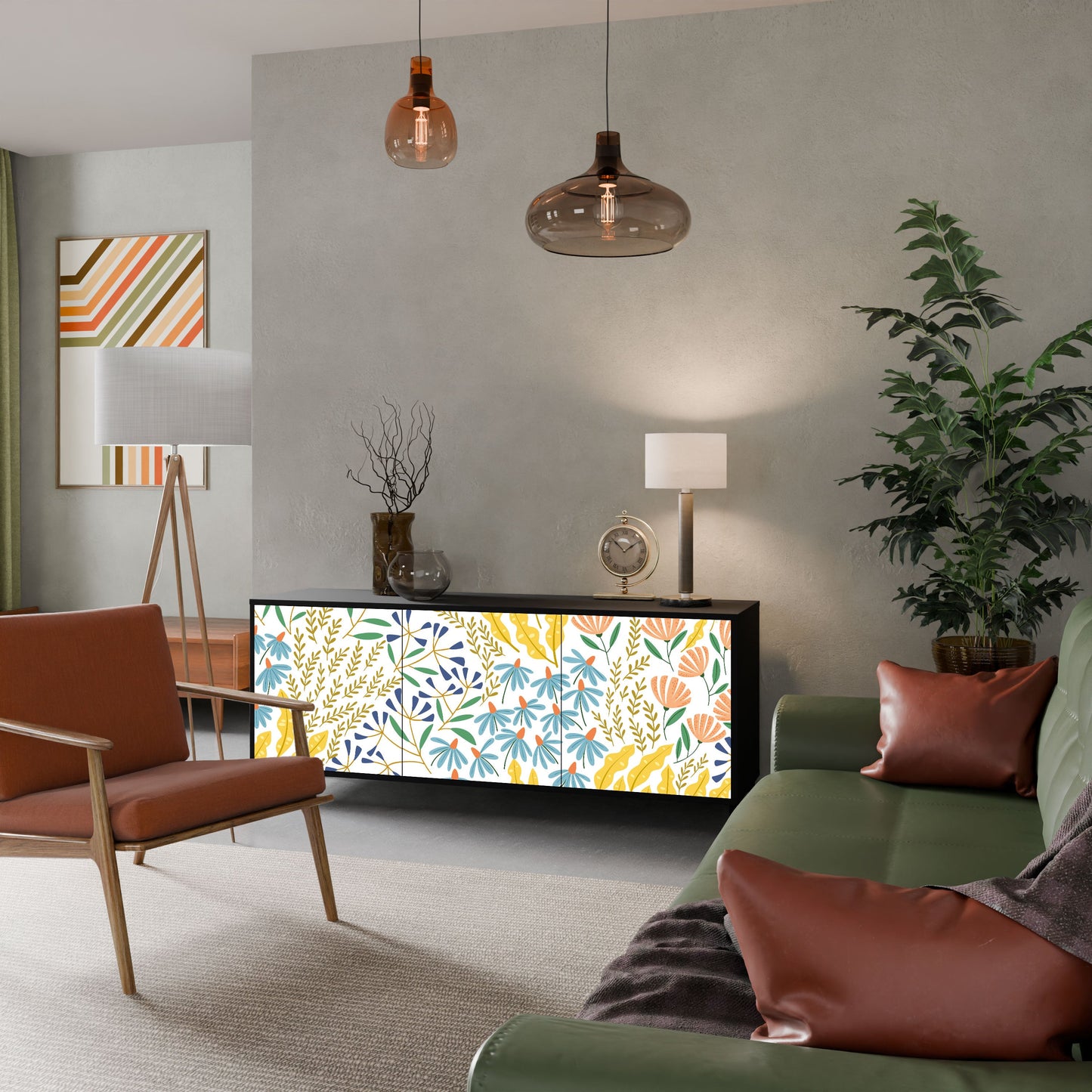 Credenza HELLO SPRING a 3 ante in finitura nera