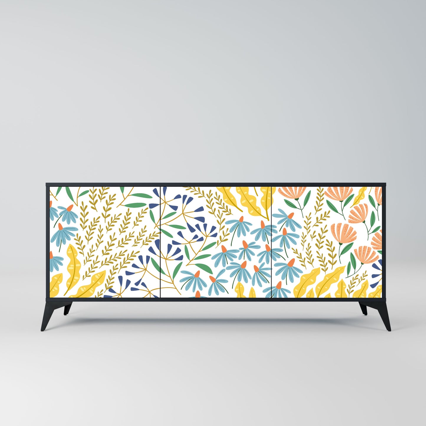 Credenza HELLO SPRING a 3 ante in finitura nera