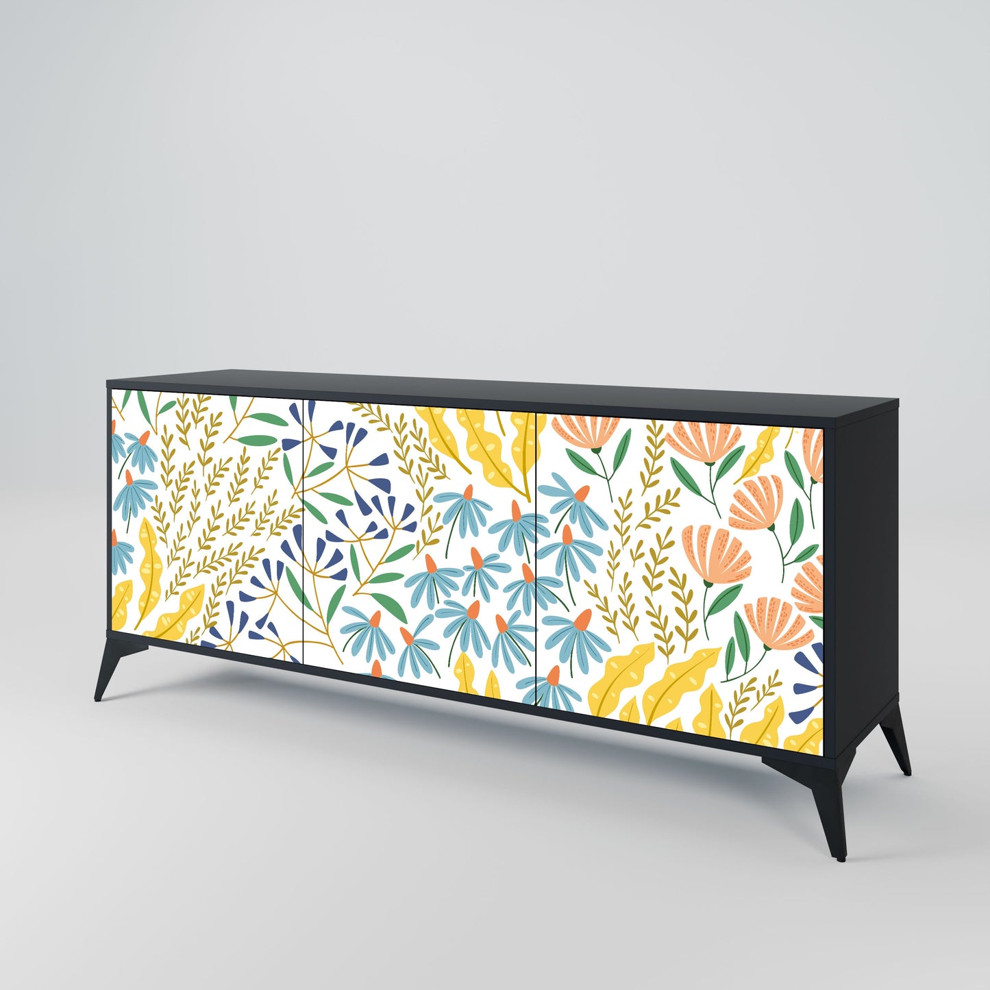Credenza HELLO SPRING a 3 ante in finitura nera