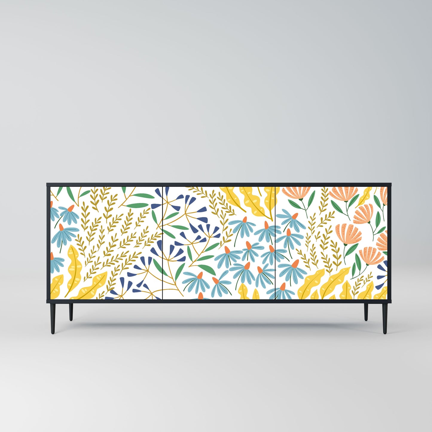 Credenza HELLO SPRING a 3 ante in finitura nera