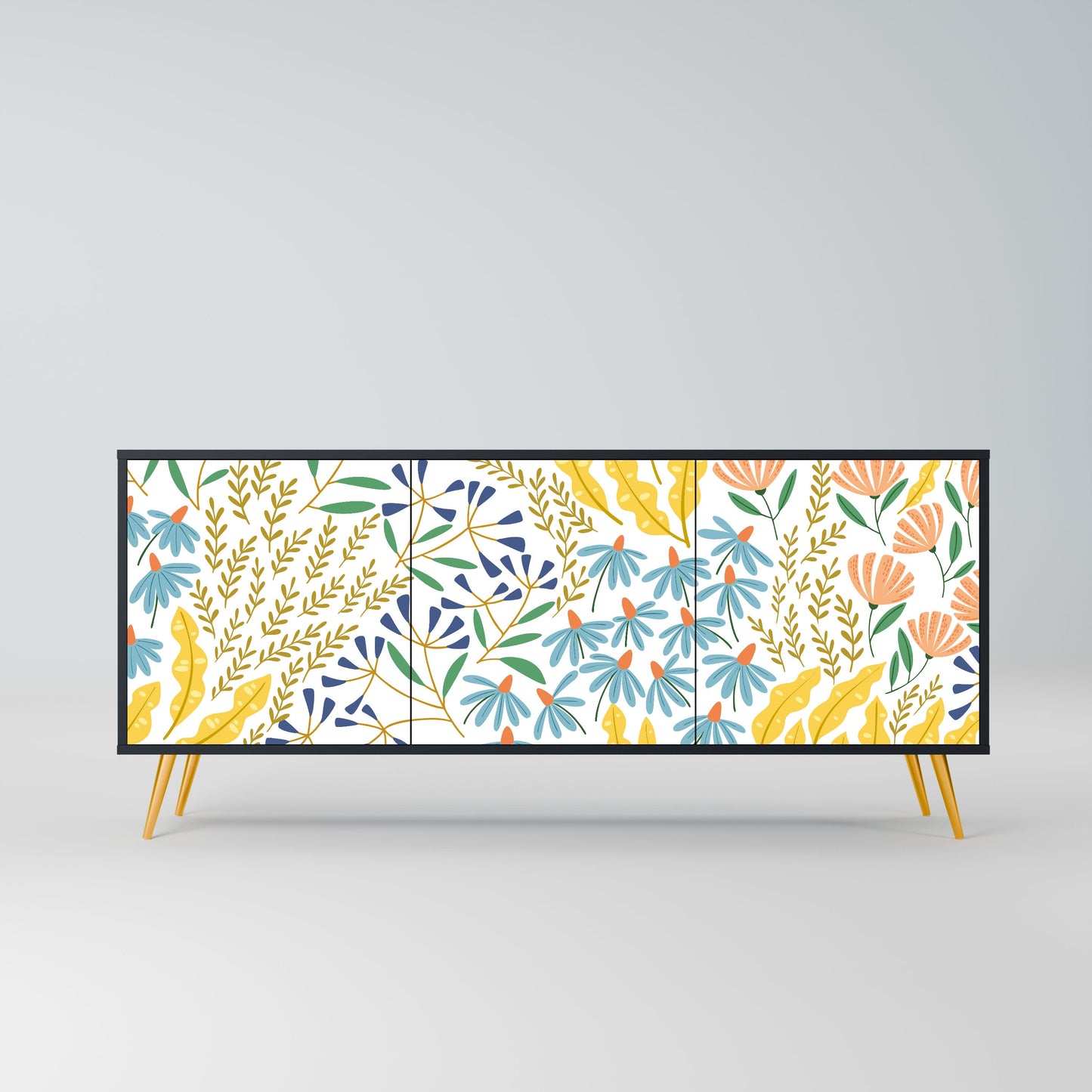 Credenza HELLO SPRING a 3 ante in finitura nera