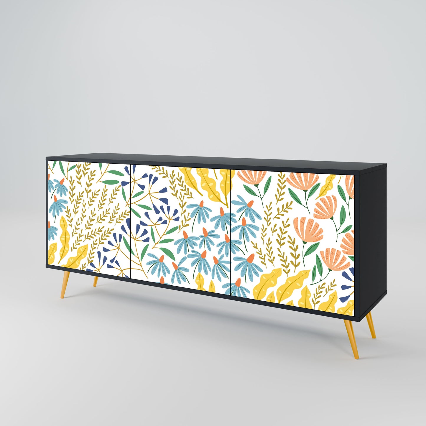 Credenza HELLO SPRING a 3 ante in finitura nera