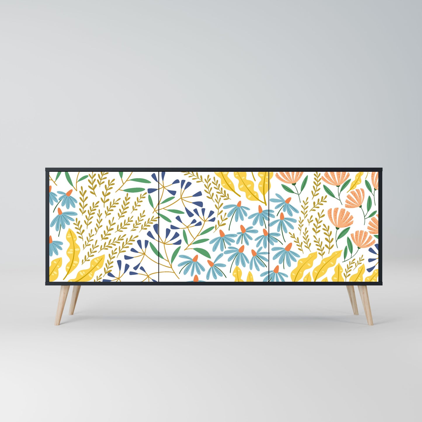 Credenza HELLO SPRING a 3 ante in finitura nera
