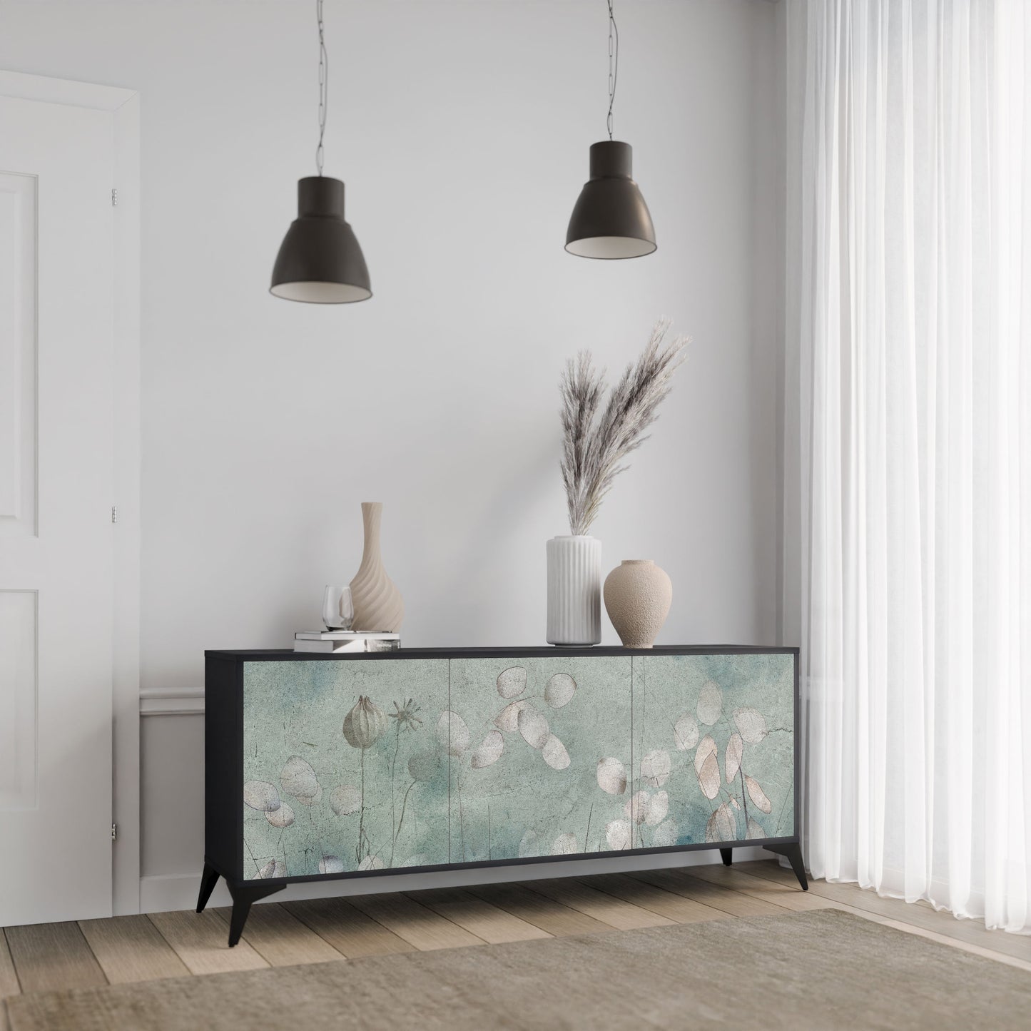 Credenza NIGHT LADY a 3 ante in finitura nera