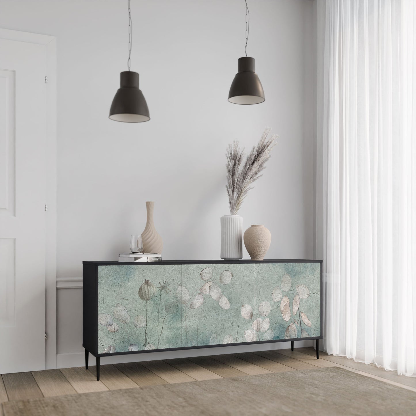 Credenza NIGHT LADY a 3 ante in finitura nera